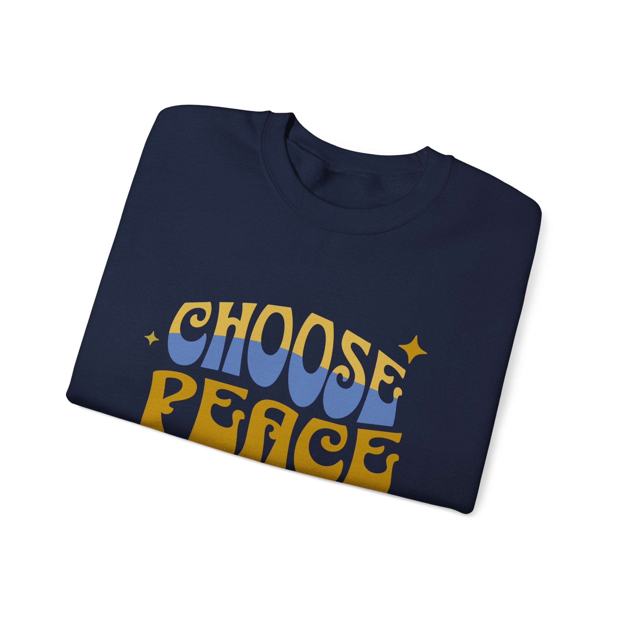 Crewneck Sweatshirt — "Choose Peace Together" Retro Typography, Peace & Unity Graphic