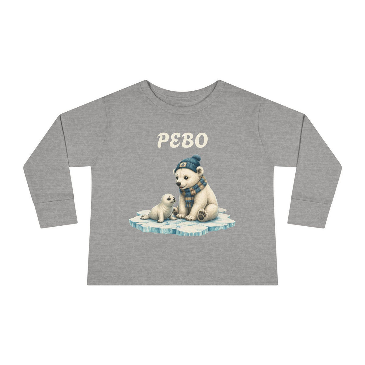 Toddler Long Sleeve Tee — Cozy Polar Bear & Seal Winter Shirt ("PEBO" Design)