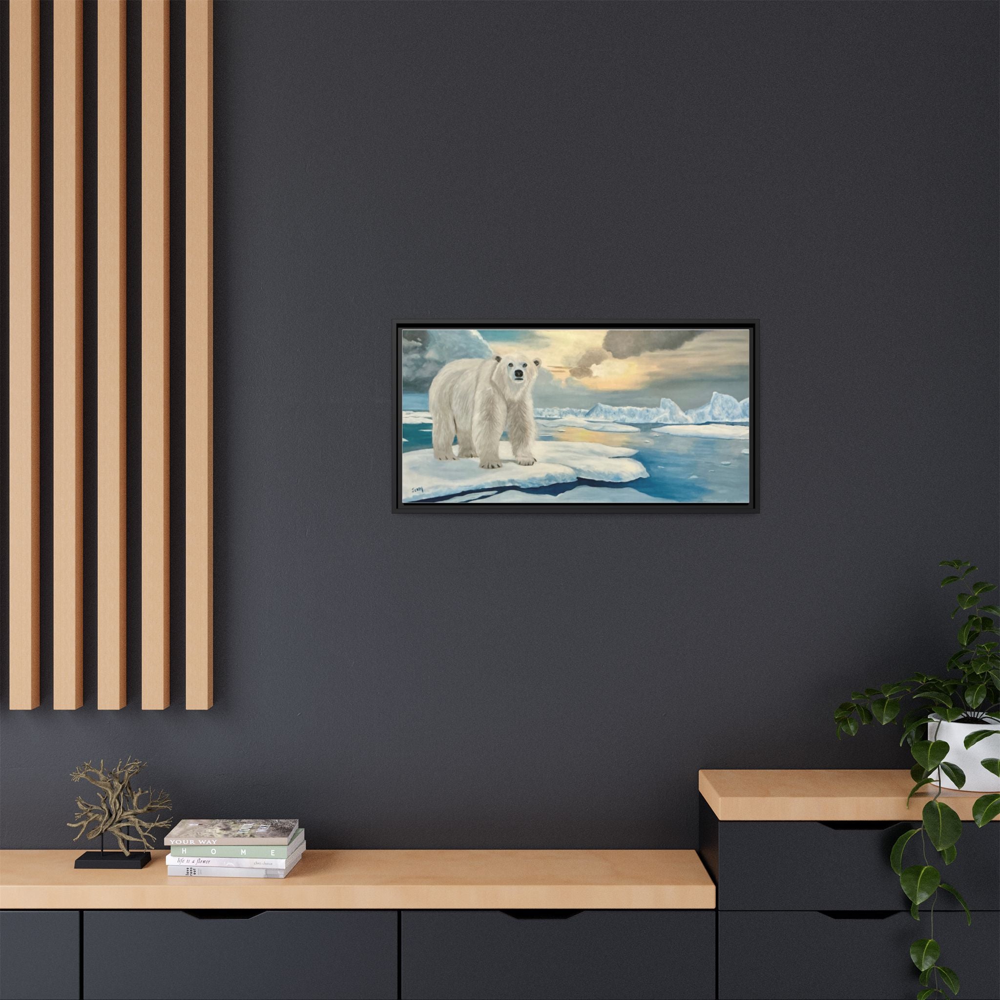 Polar Bear Arctic Canvas Print — Framed Matte Wall Art