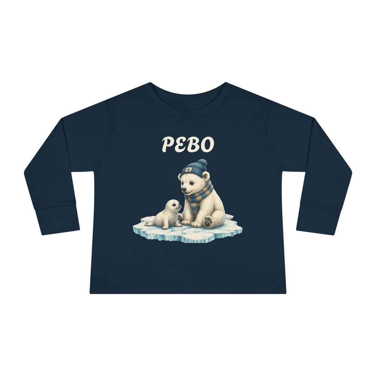 Toddler Long Sleeve Tee — Cozy Polar Bear & Seal Winter Shirt ("PEBO" Design)