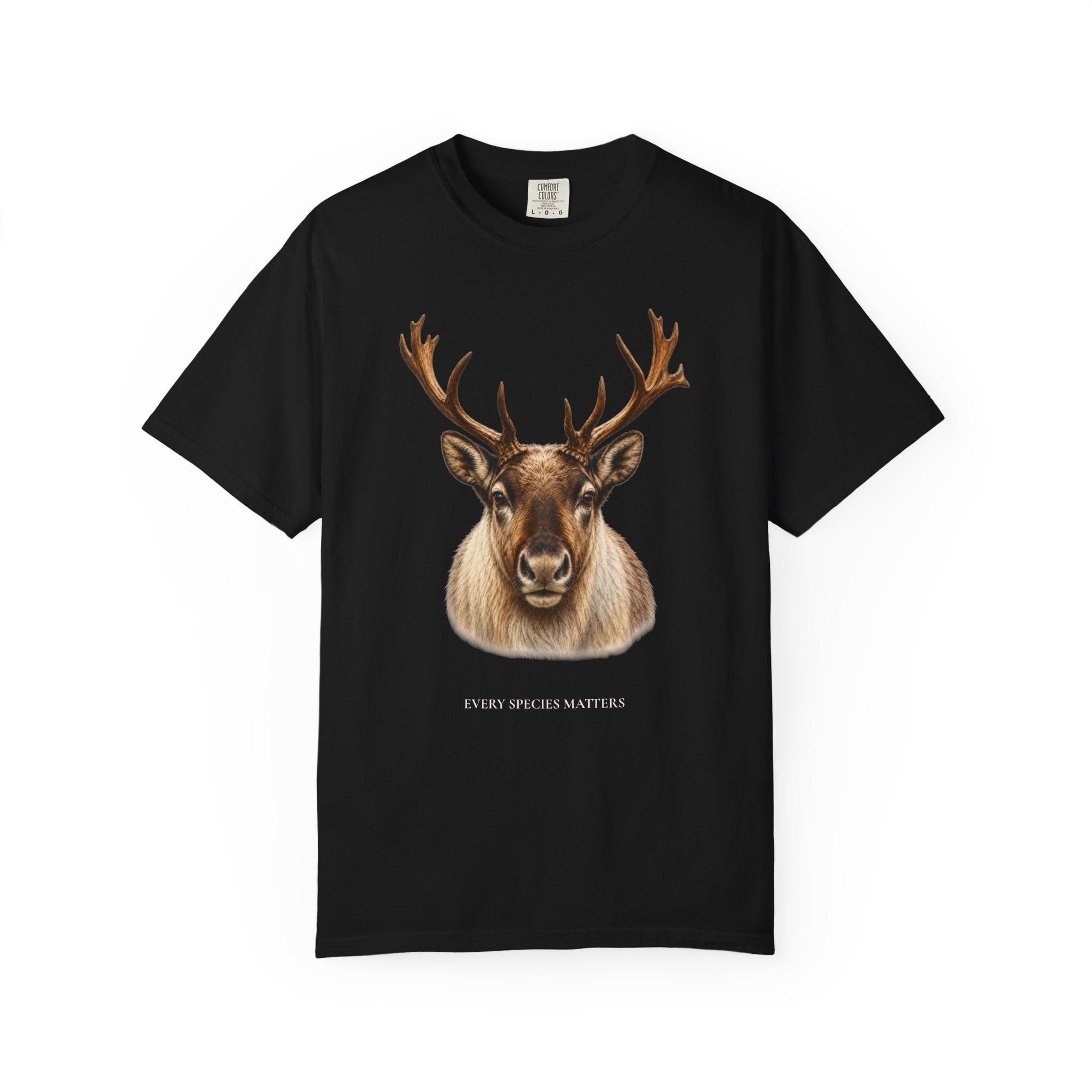 Caribou Portrait Tee — Wilderness Every Species Matters Animal Graphic T-Shirt on Comfort Colors