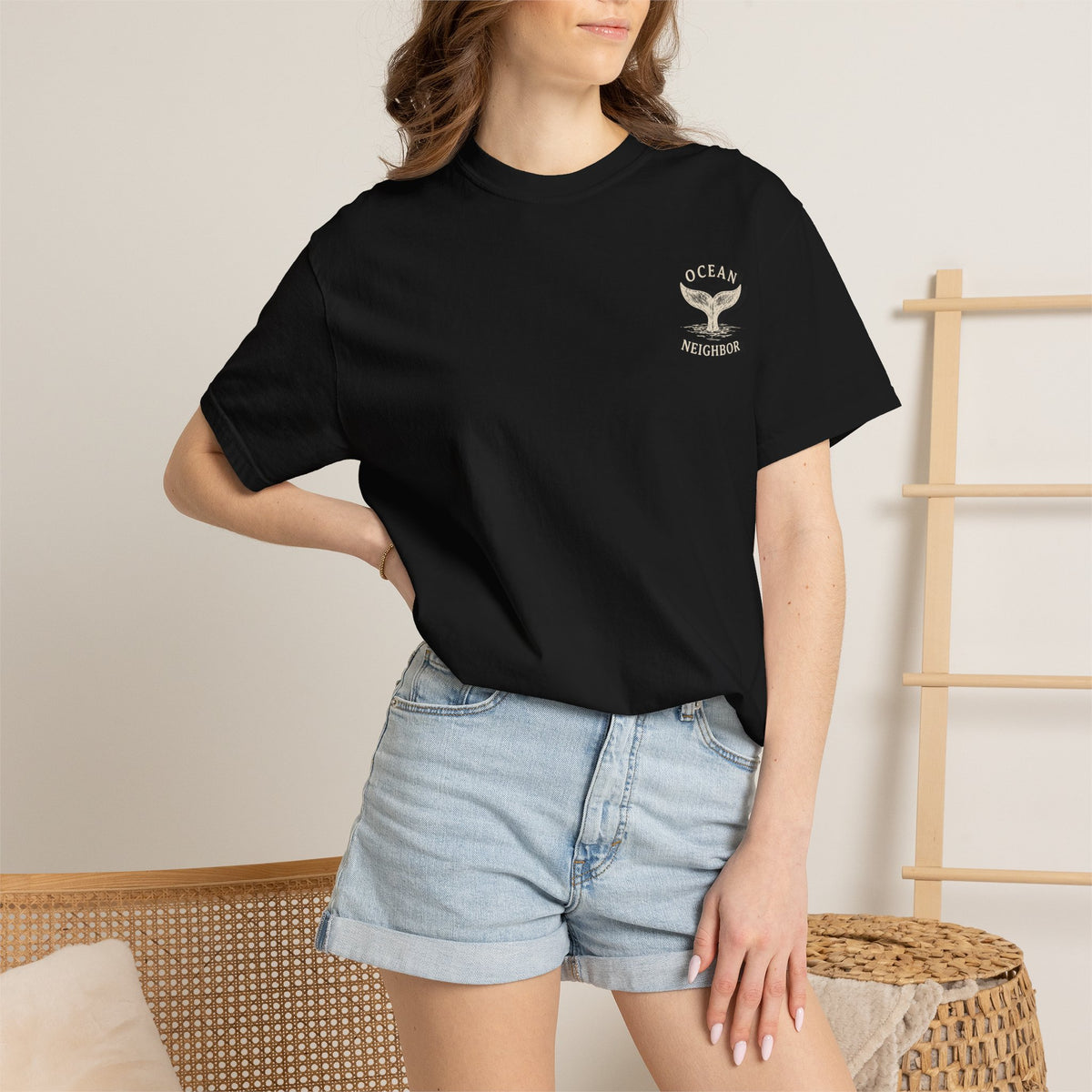 Ocean Neighbors Tan Graphic T-Shirt on Comfort Colors