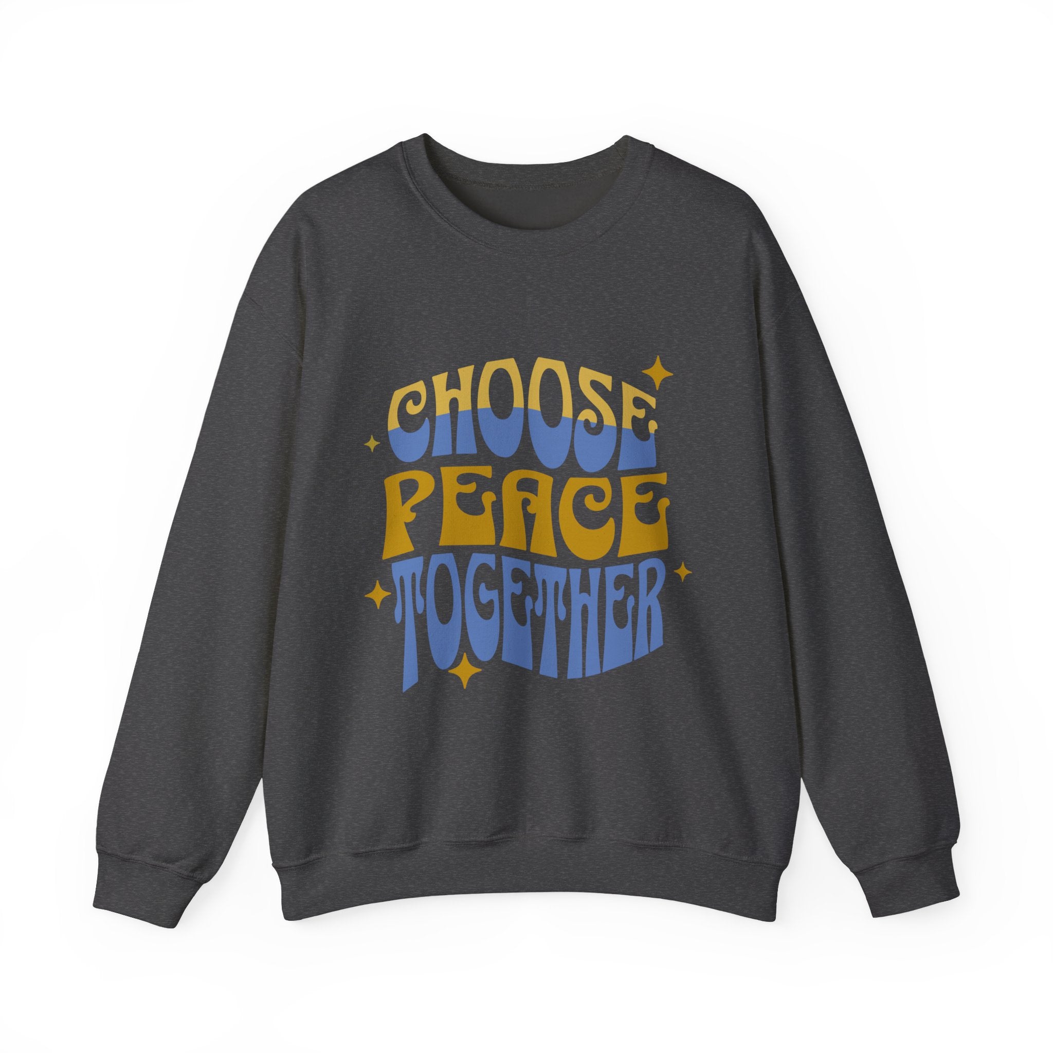 Crewneck Sweatshirt — "Choose Peace Together" Retro Typography, Peace & Unity Graphic