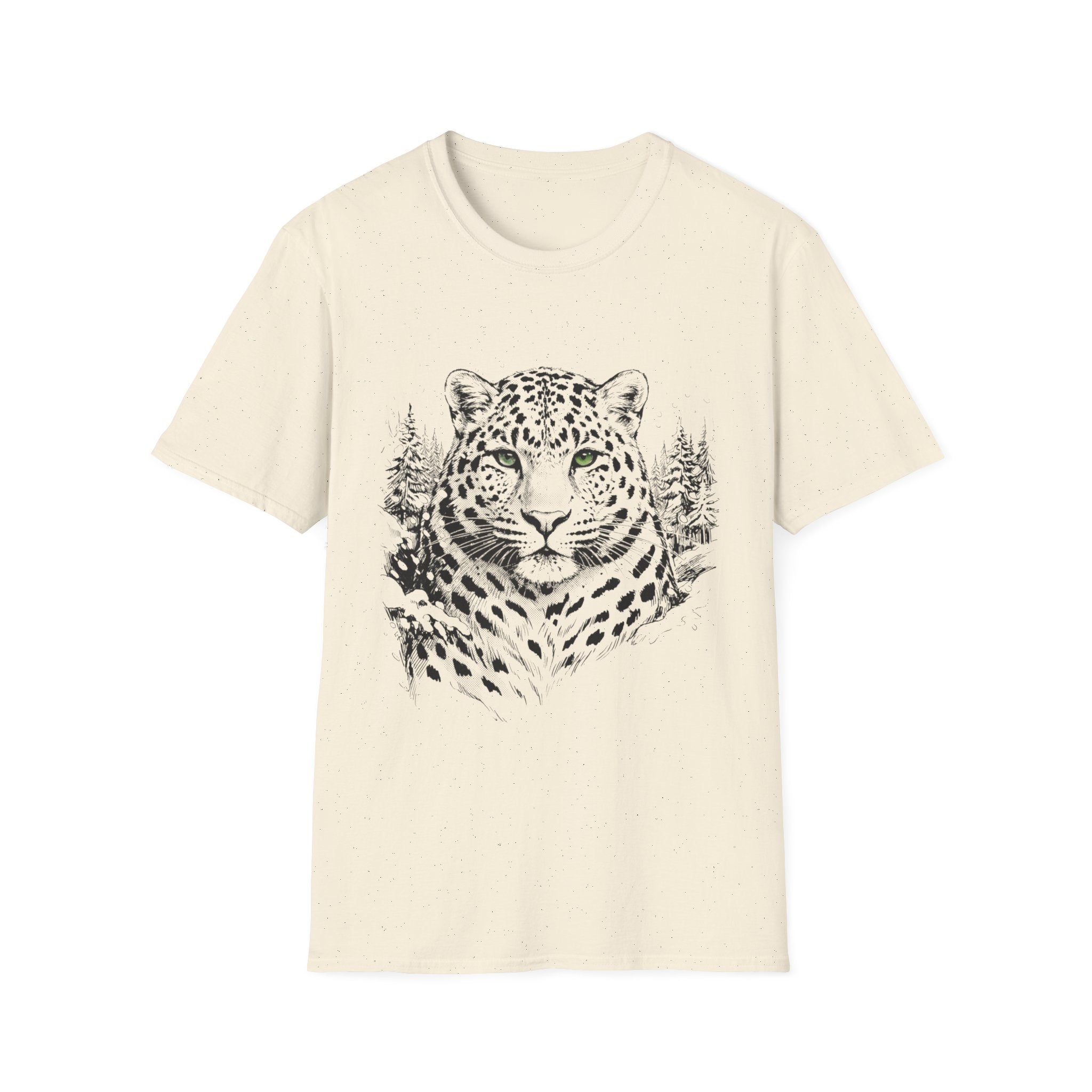 Leopard Portrait T-Shirt — Striking Green-Eyed Big Cat Graphic Tee