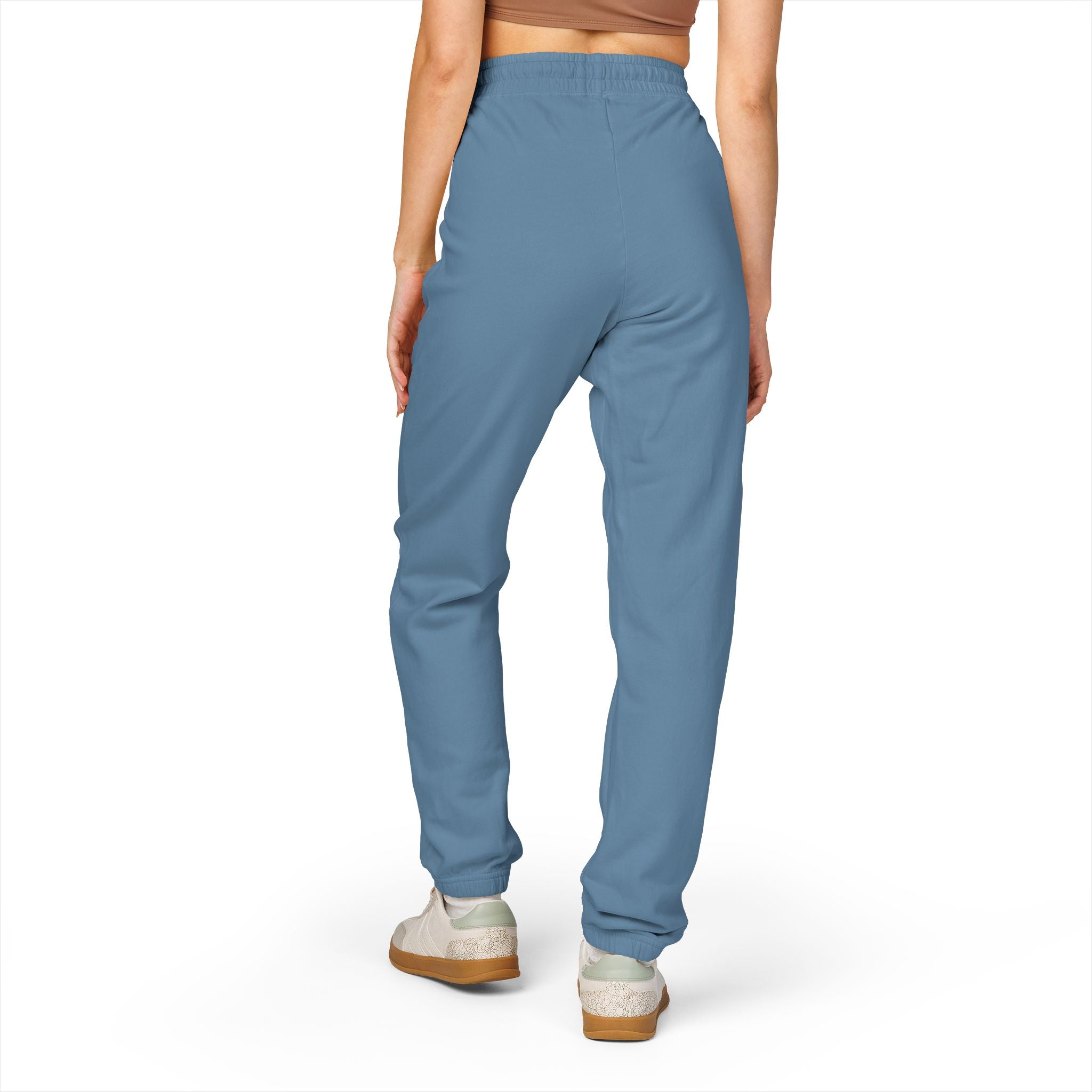 Fleece Sweatpants with Whale Tail Pocket Print — Cozy Garment-Dyed Joggers