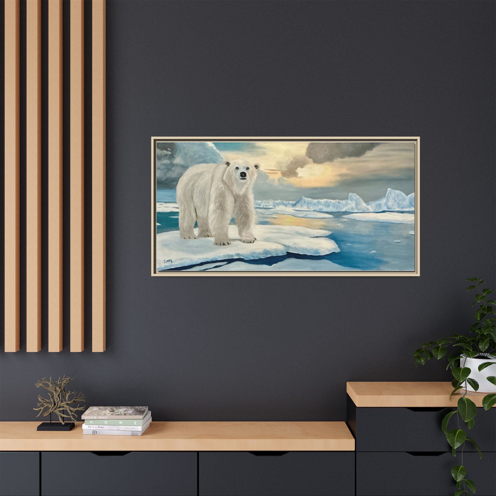 Polar Bear Arctic Canvas Print — Framed Matte Wall Art