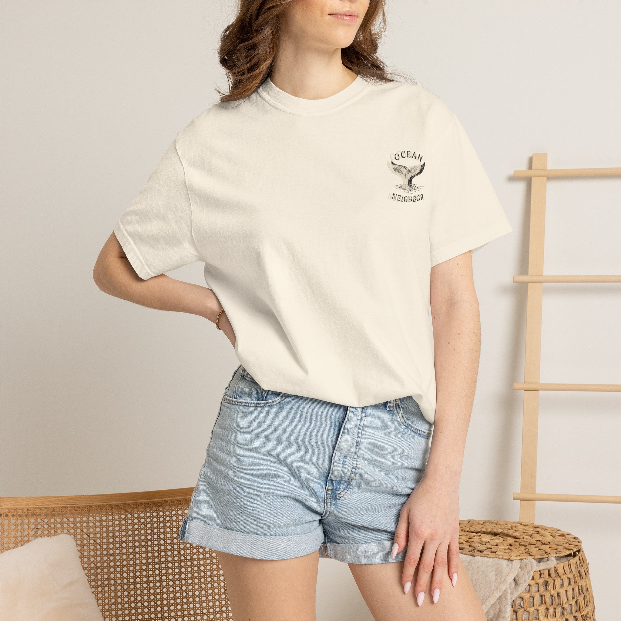 Ocean Neighbors Tan Graphic T-Shirt on Comfort Colors