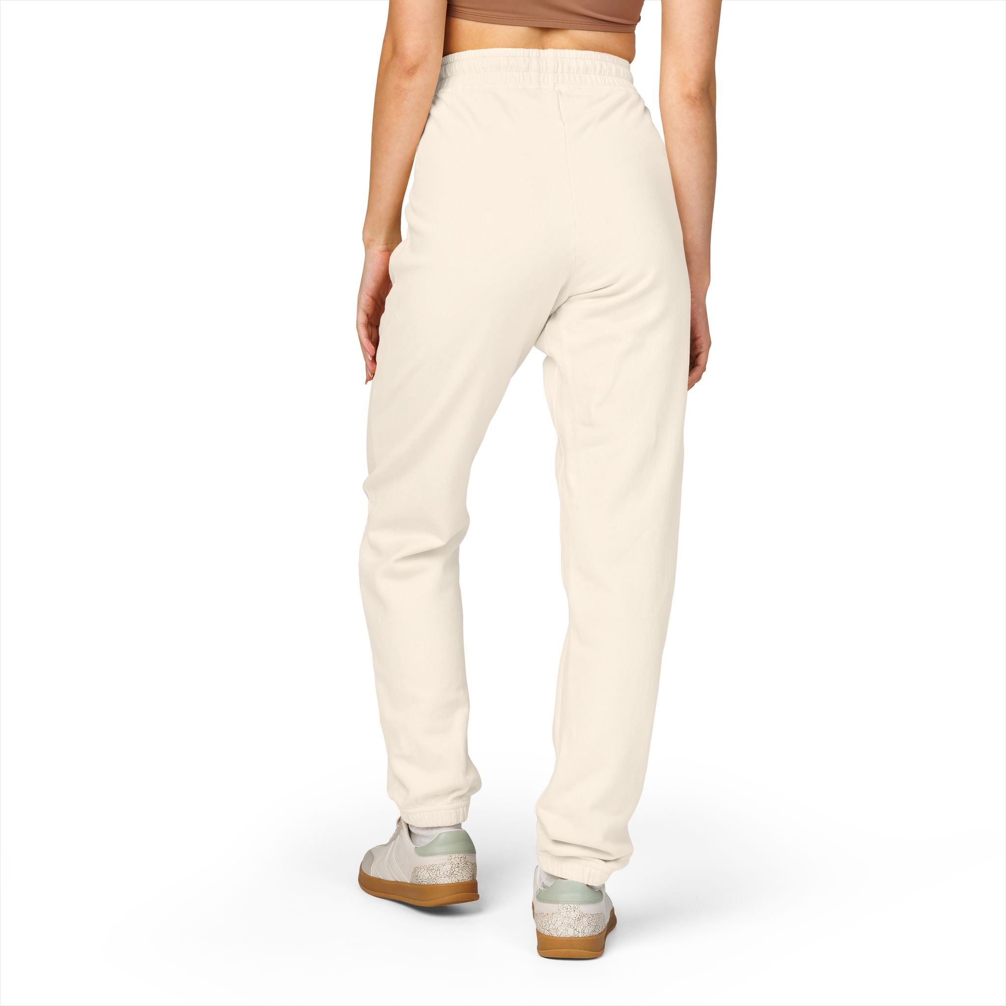 Whale Tail Fleece Sweatpants — Cream Garment-Dyed Joggers