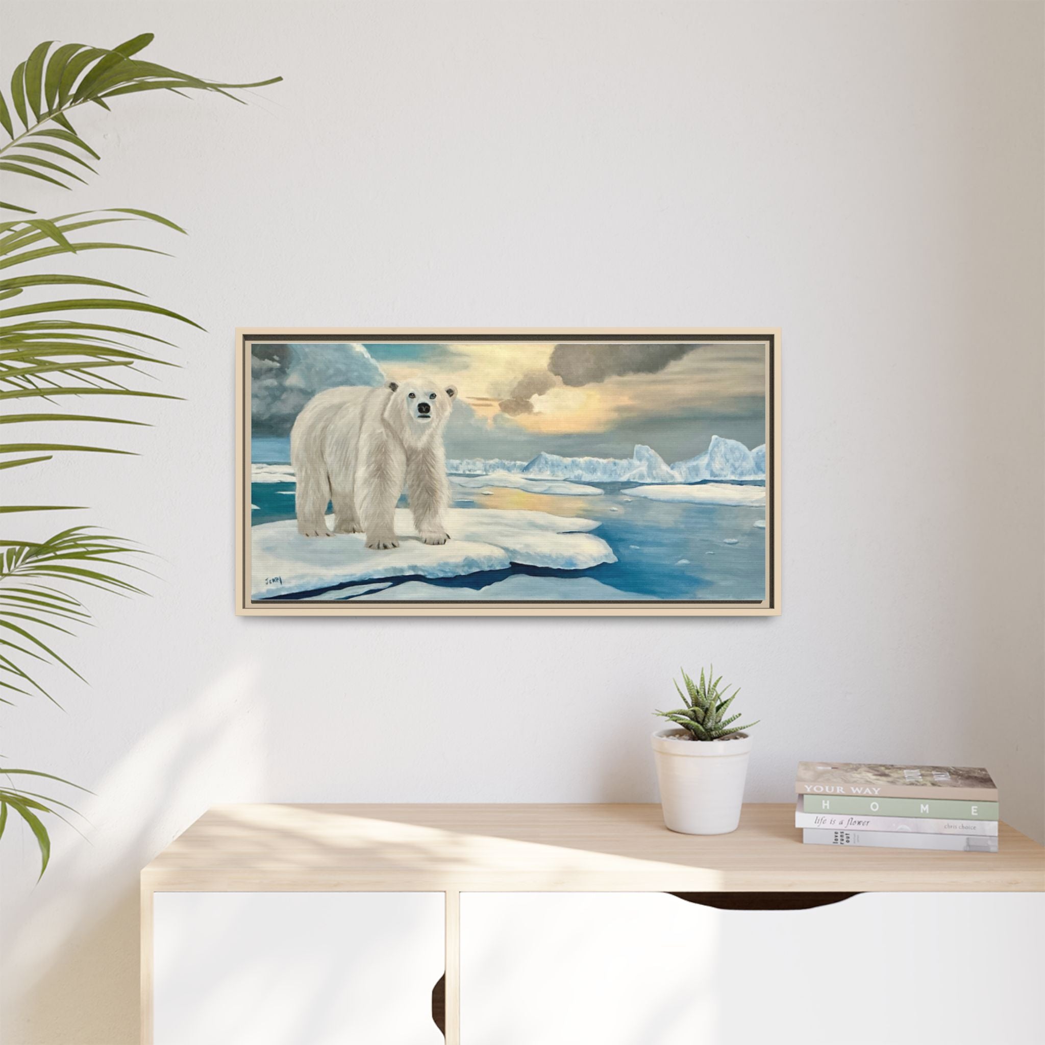 Polar Bear Arctic Canvas Print — Framed Matte Wall Art