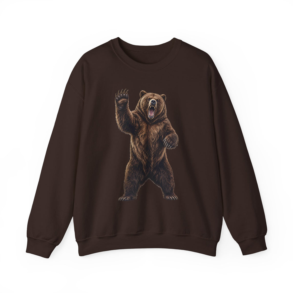 Grizzly Bear Graphic Sweatshirt — Roaring Bear Crewneck for Wildlife Lovers