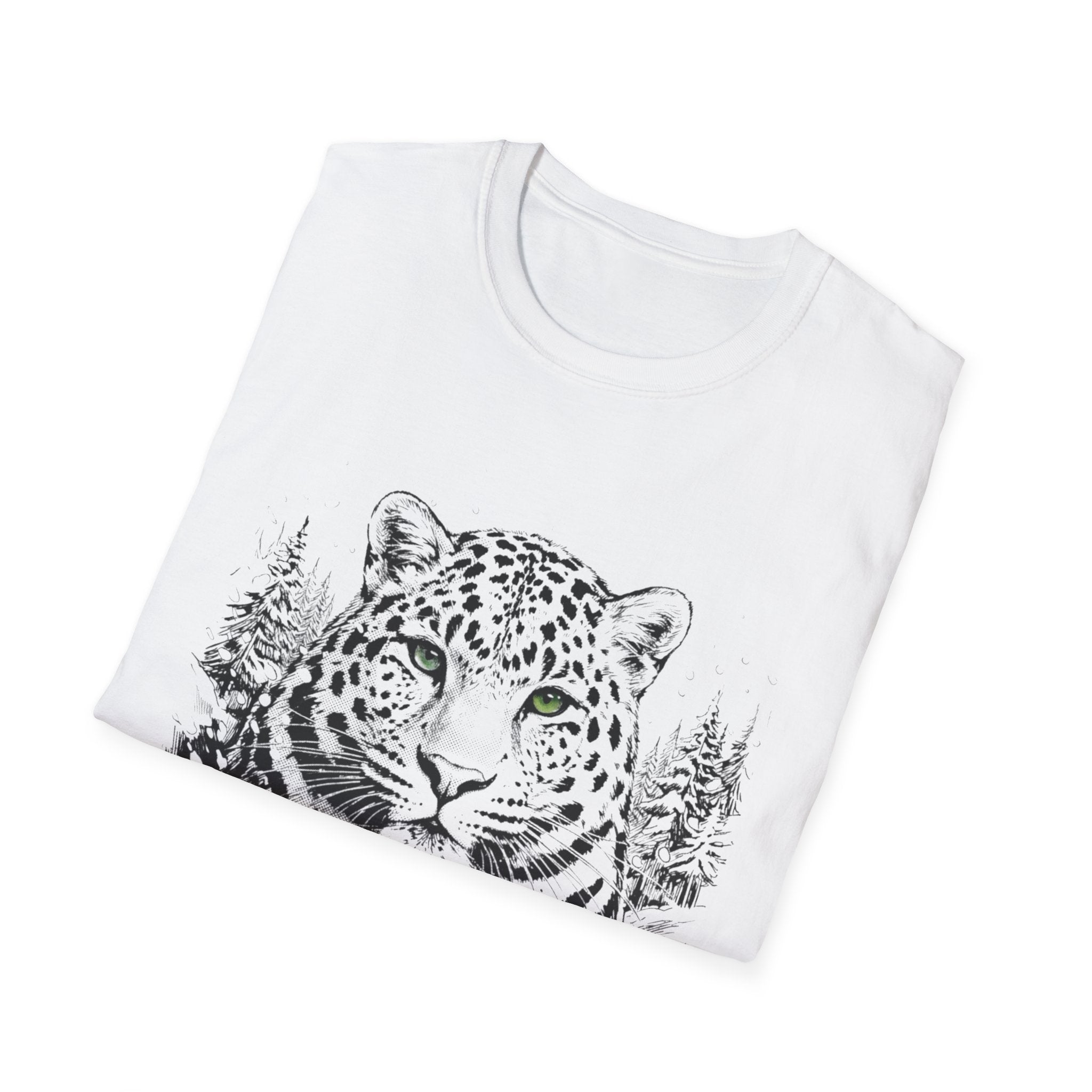 Leopard Portrait T-Shirt — Striking Green-Eyed Big Cat Graphic Tee