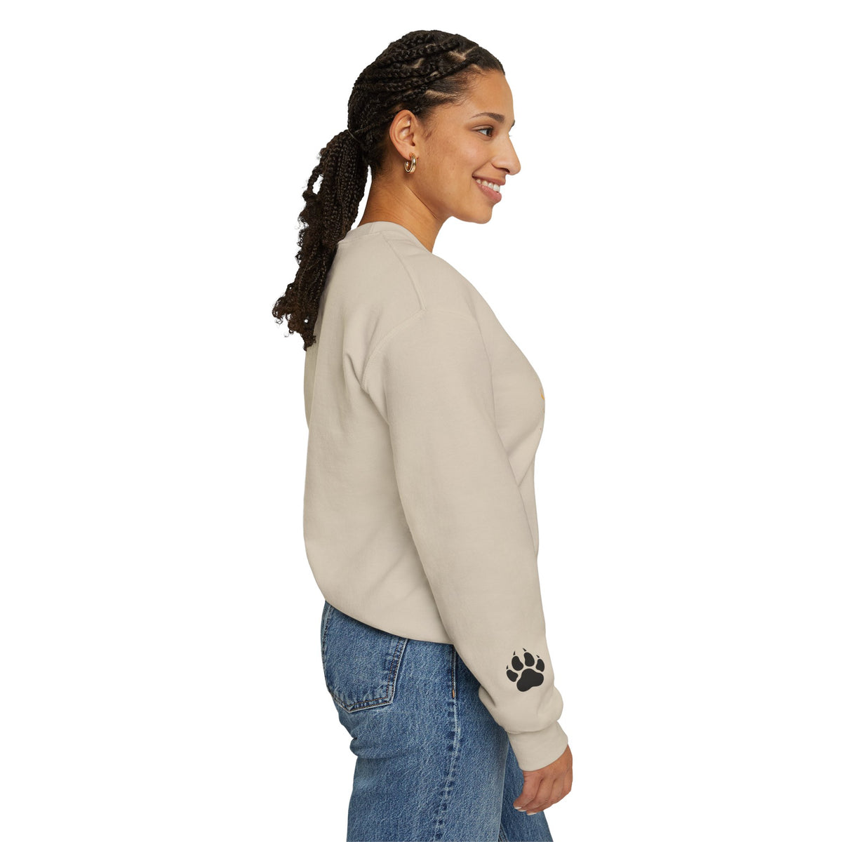 Tiger Watercolor Sweatshirt — Artistic Big Cat Crewneck in Sand