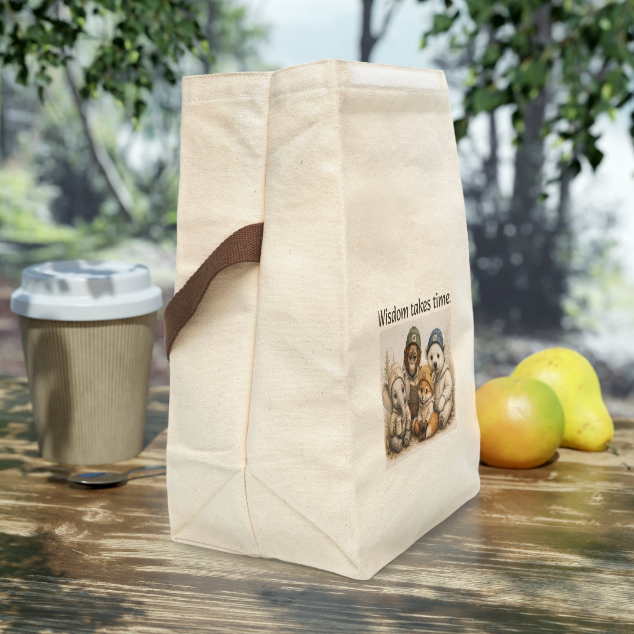 Canvas Lunch Bag — "Wisdom Takes Time" Orrie and Friends Lunch Tote
