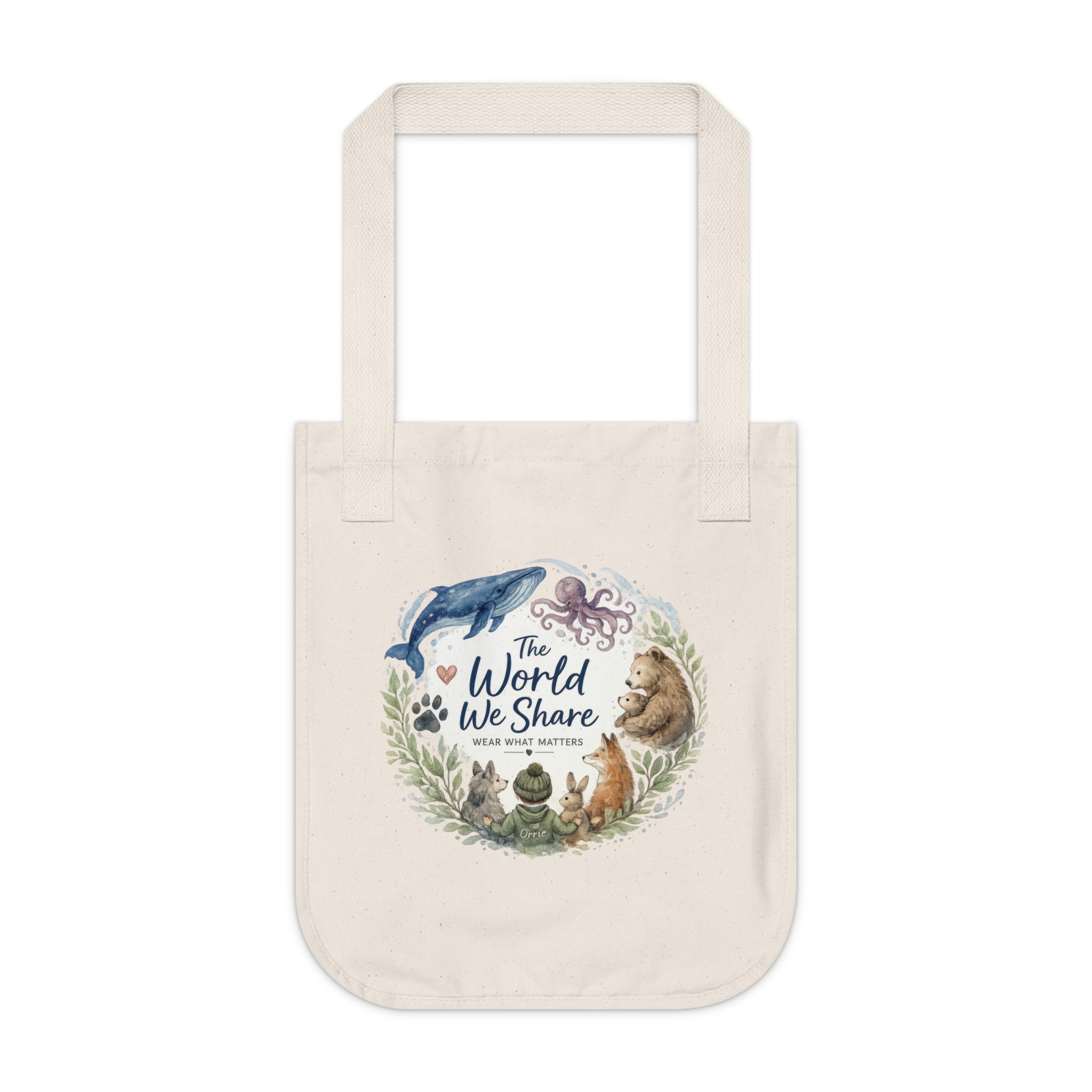 Eco Canvas Tote — "The World We Share" Animal Nature Reusable Grocery Bag
