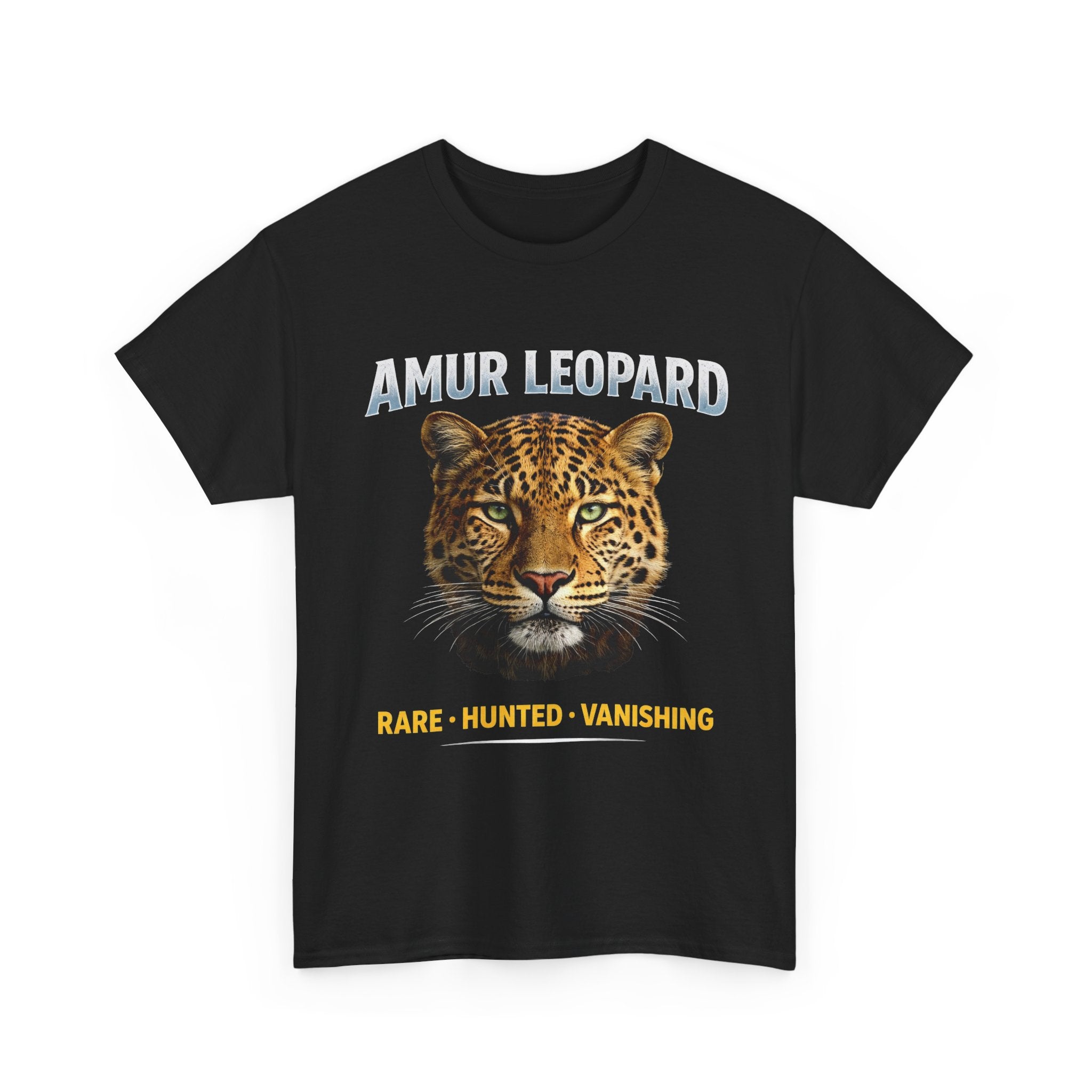 Amur Leopard Conservation Tee — 'Rare • Hunted • Vanishing' Wildlife T-Shirt