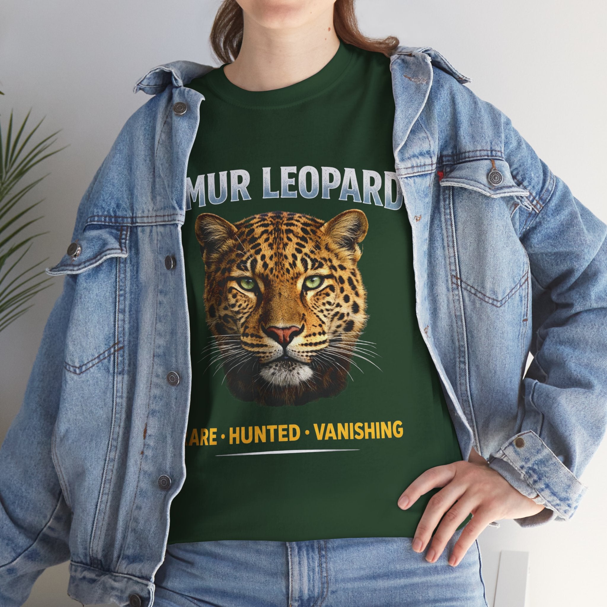 Amur Leopard Conservation Tee — 'Rare • Hunted • Vanishing' Wildlife T-Shirt
