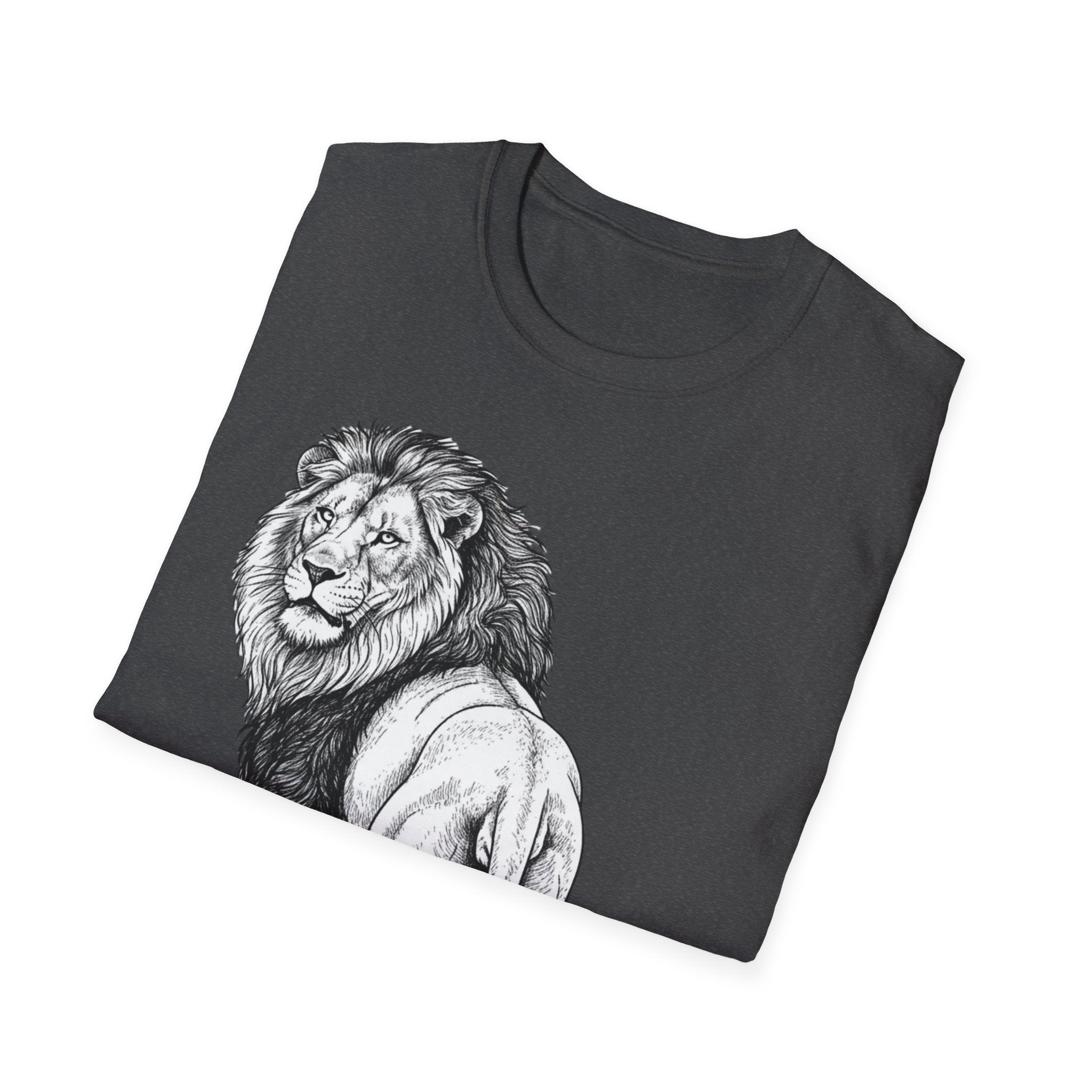 Lion Sketch T-Shirt — Detailed Black & White Lion Illustration Tee