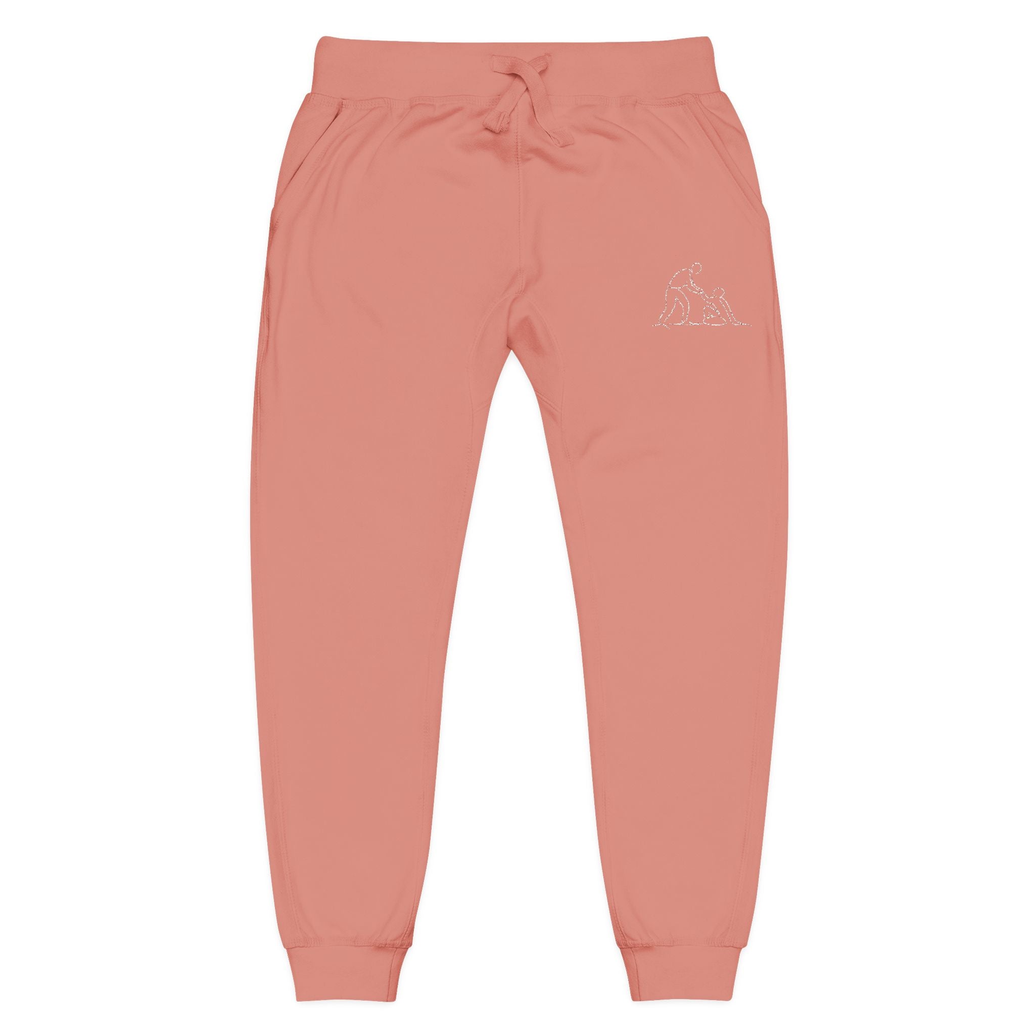 Embroidered Human Kind Dusty Rose Sweatpants — Cozy Fleece Joggers
