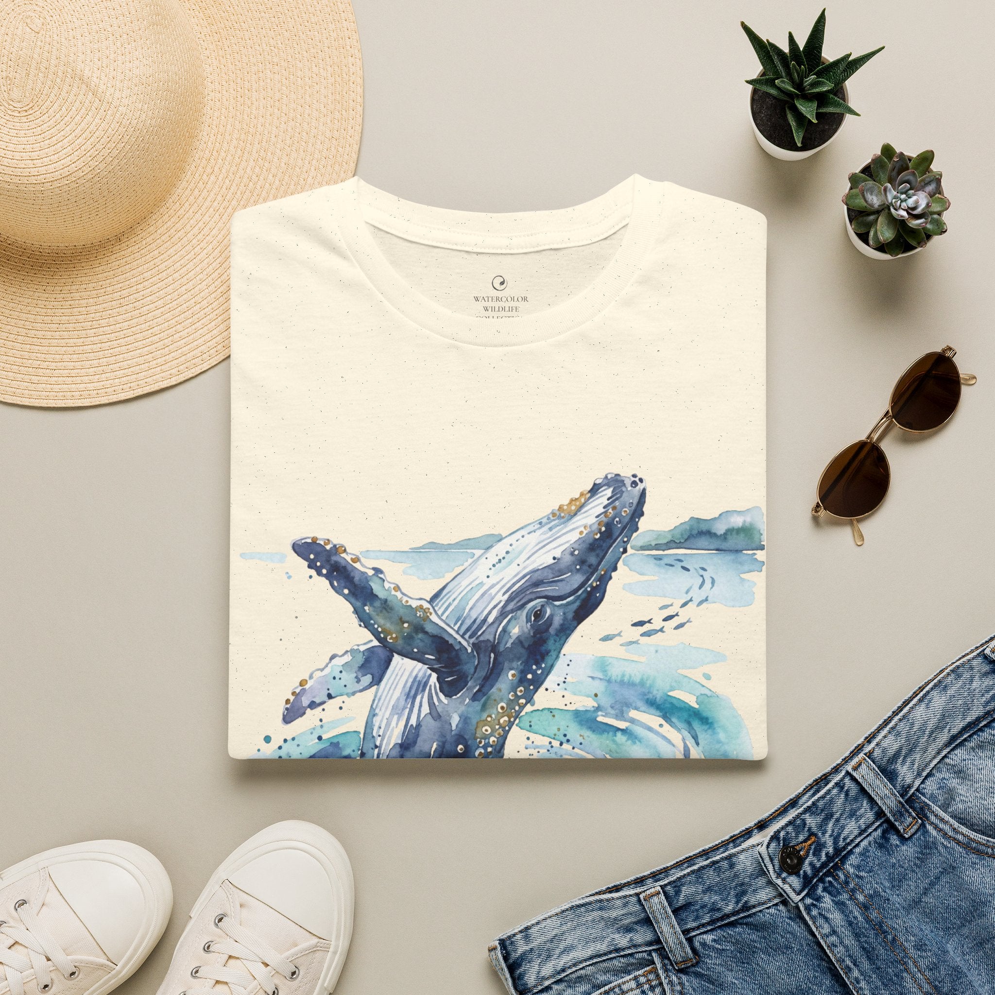 Whale Watercolor T-Shirt – Majestic Humpback Ocean Tee