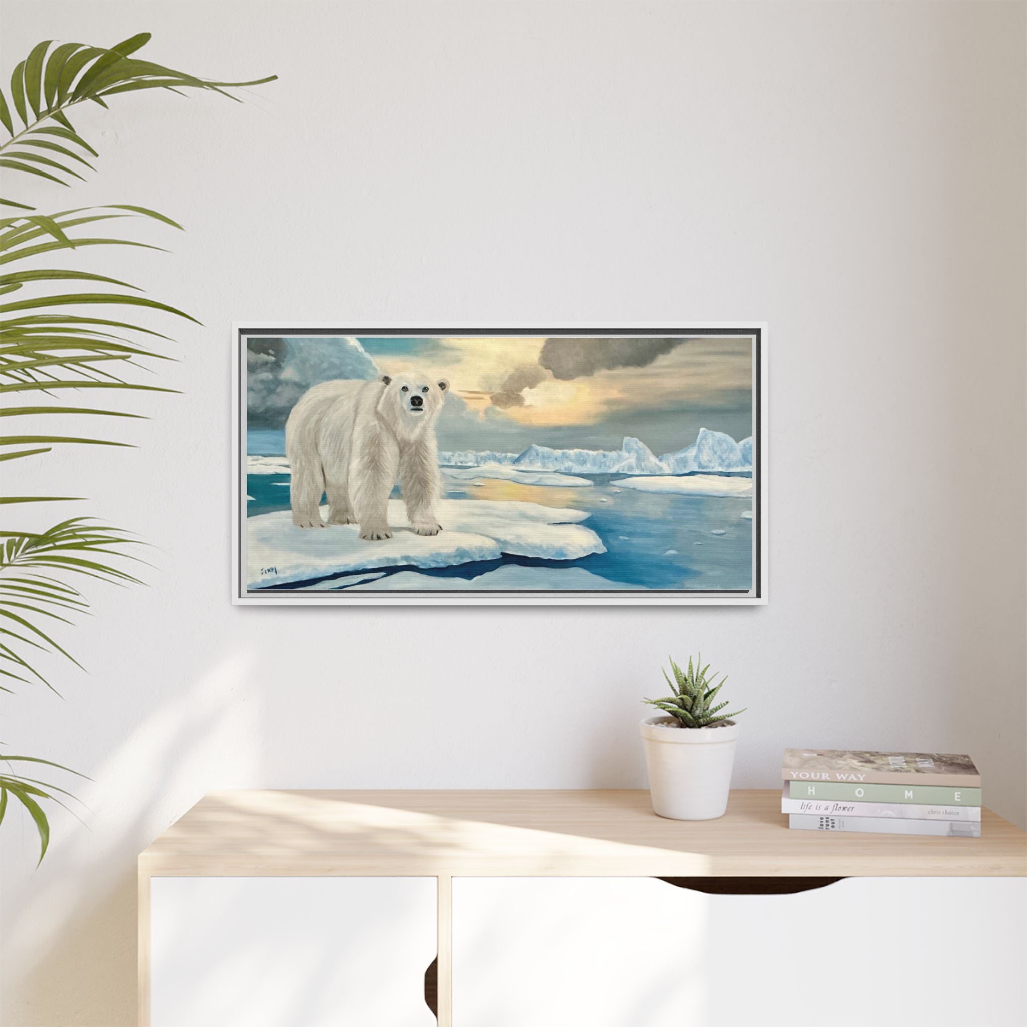 Polar Bear Arctic Canvas Print — Framed Matte Wall Art