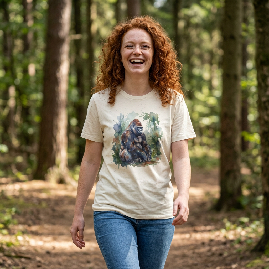 Gorilla Watercolor T-Shirt — Wildlife Art Tee