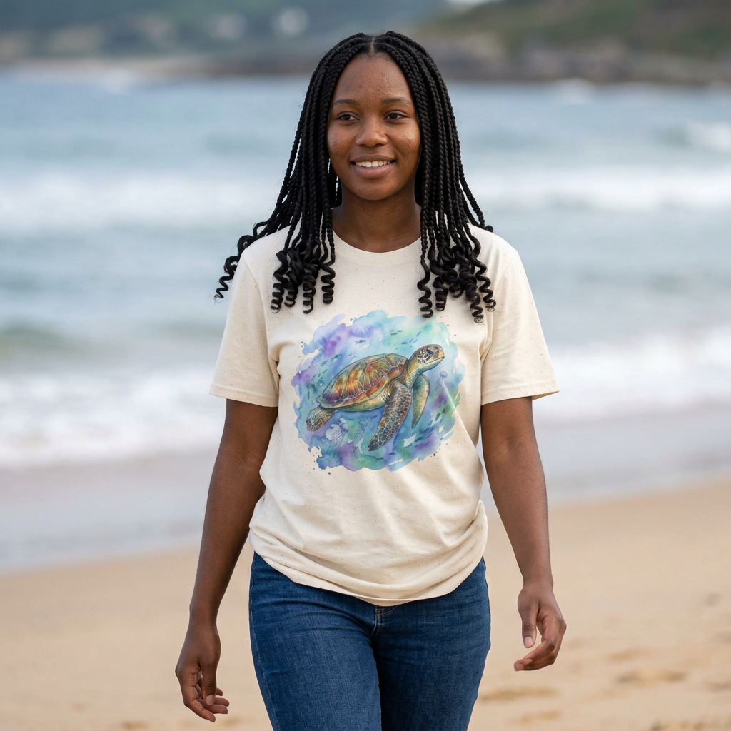 Sea Turtle Watercolor T-Shirt — Artistic Ocean Turtle Tee