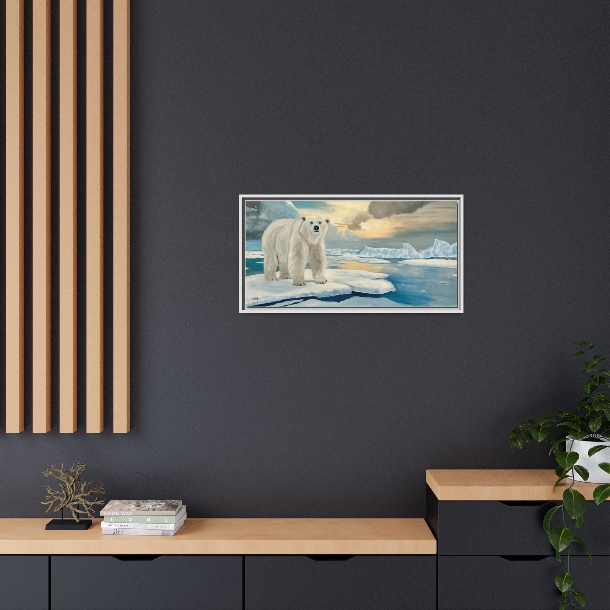 Polar Bear Arctic Canvas Print — Framed Matte Wall Art
