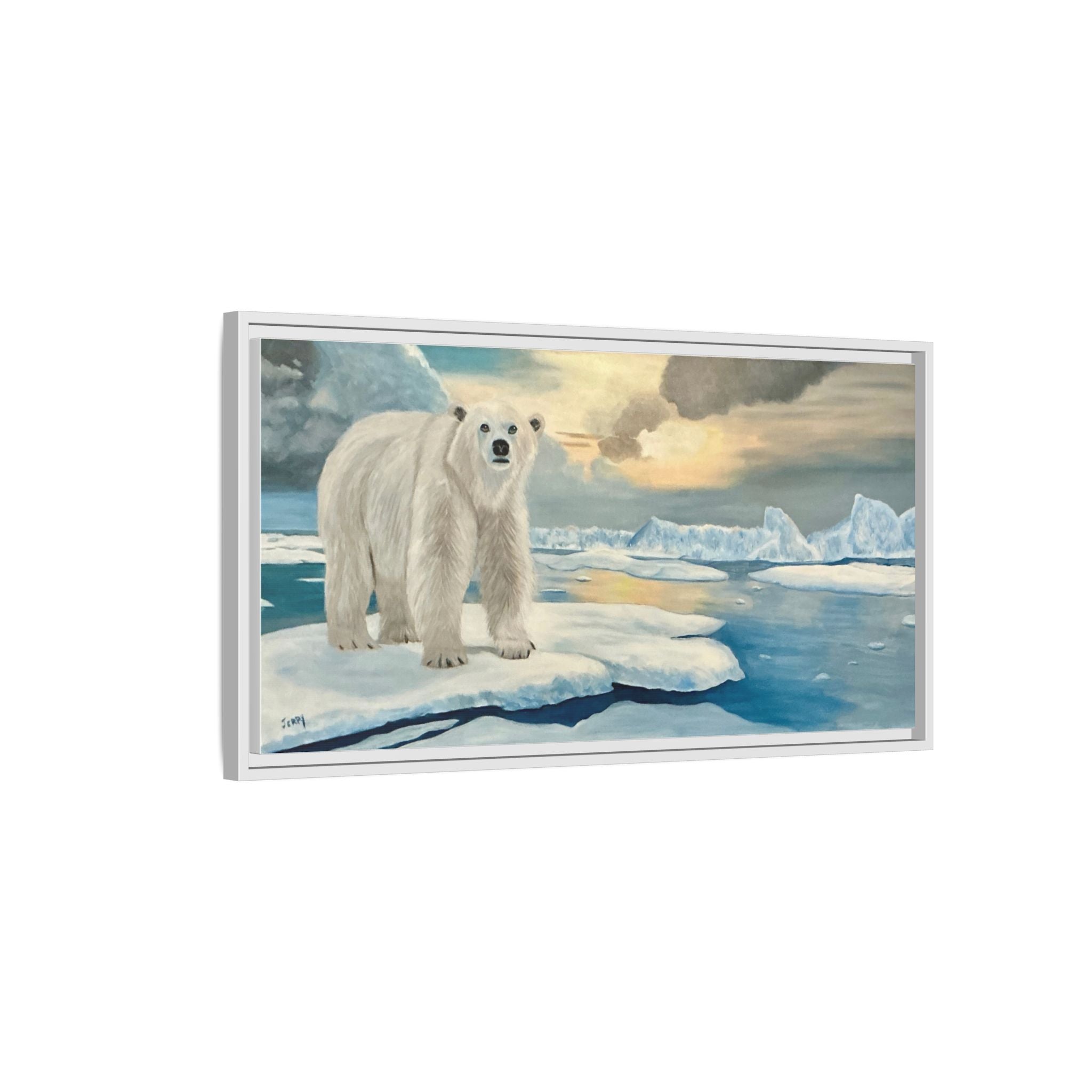 Polar Bear Arctic Canvas Print — Framed Matte Wall Art