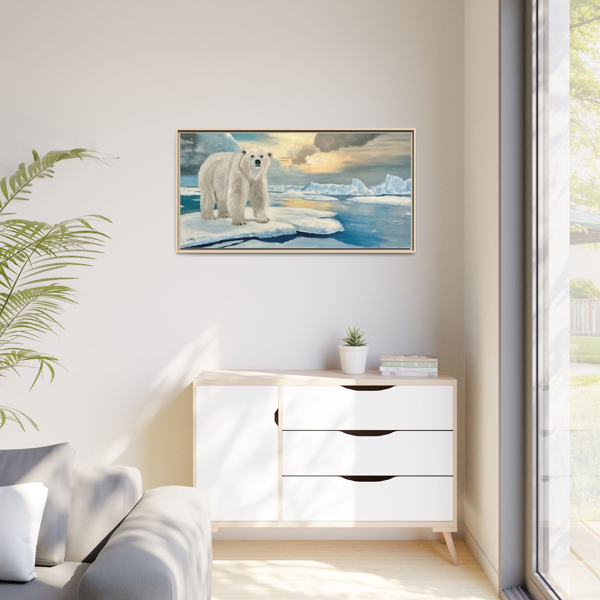 Polar Bear Arctic Canvas Print — Framed Matte Wall Art