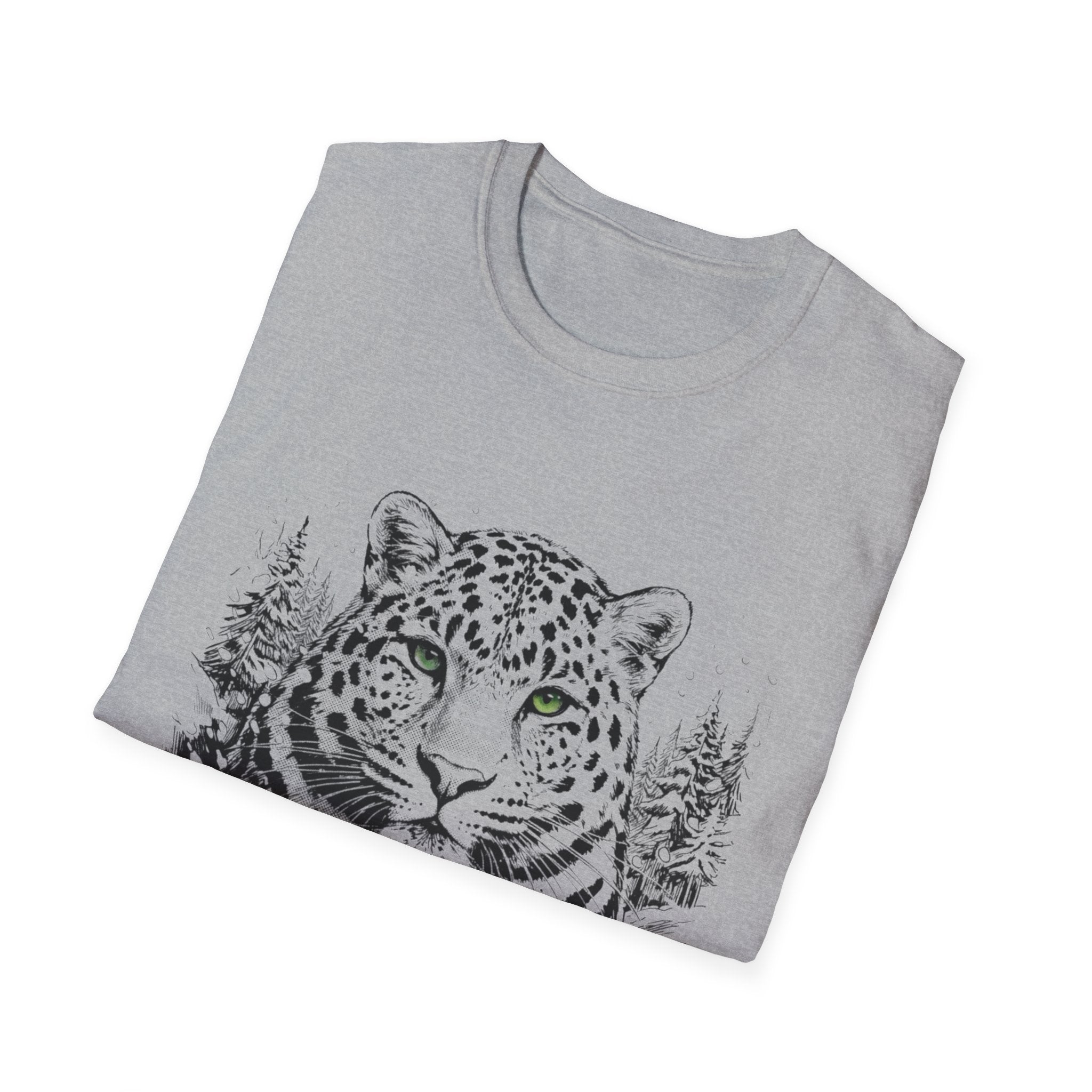 Leopard Portrait T-Shirt — Striking Green-Eyed Big Cat Graphic Tee
