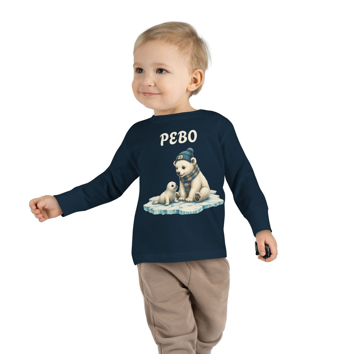 Toddler Long Sleeve Tee — Cozy Polar Bear & Seal Winter Shirt ("PEBO" Design)