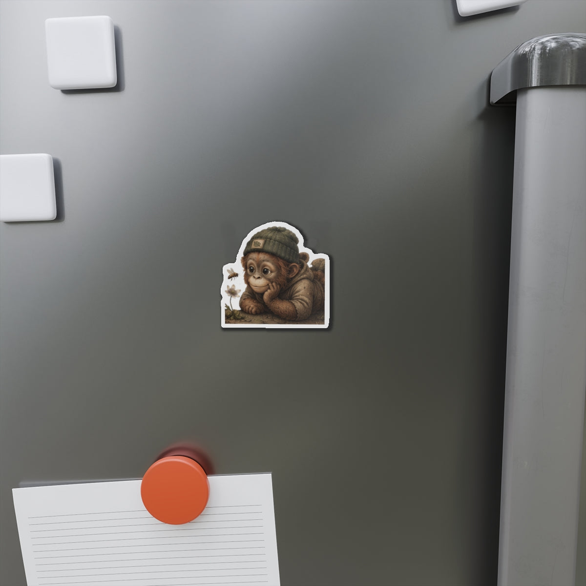 Orrie Die-Cut Magnet — Adorable Orrie with Beanie & Flower
