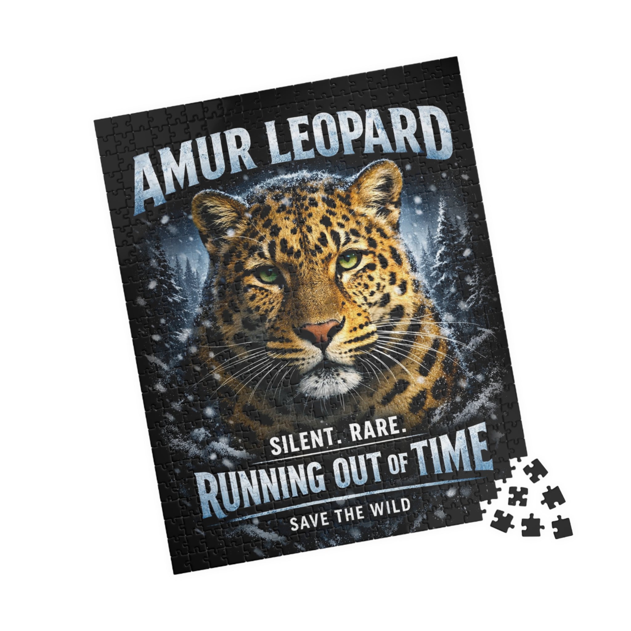 Amur Leopard Puzzle — "Running Out of Time" Wildlife Conservation Jigsaw (252–1014 pcs)