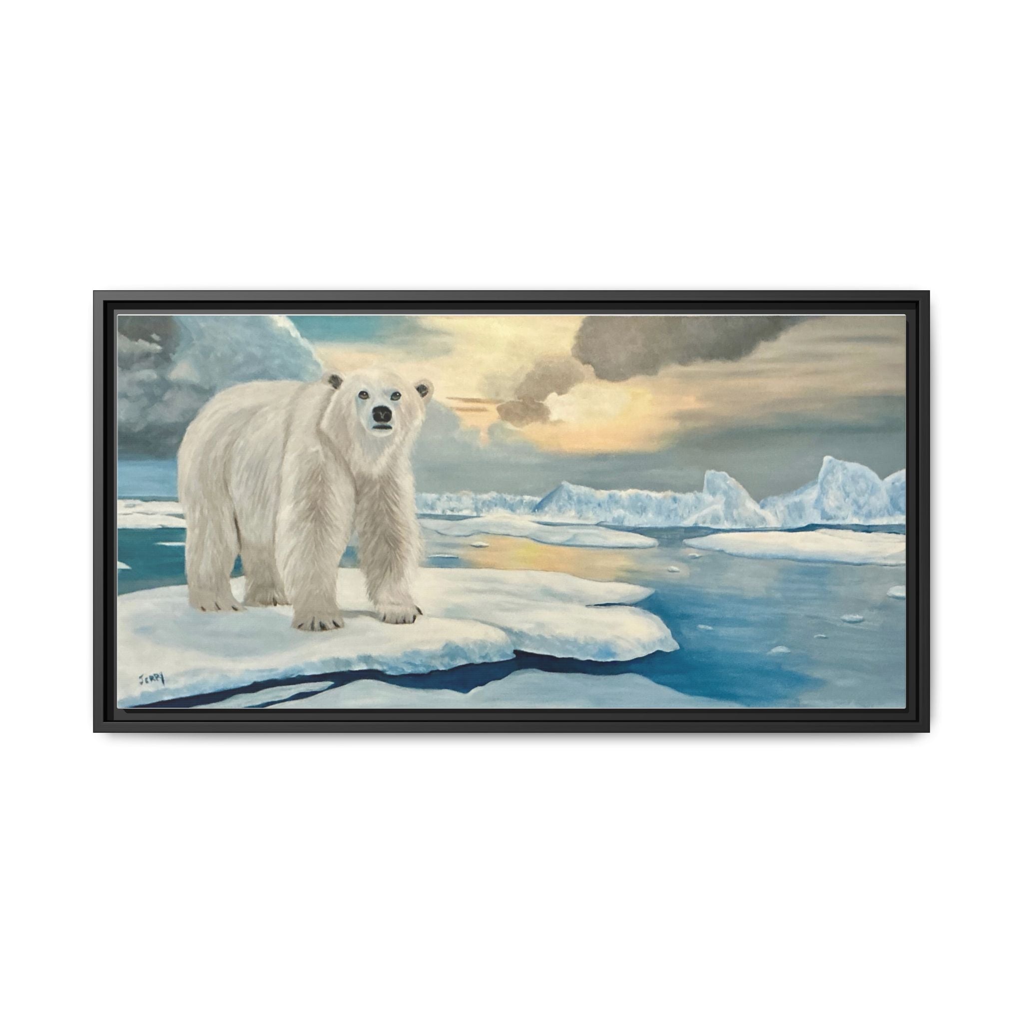 Polar Bear Arctic Canvas Print — Framed Matte Wall Art