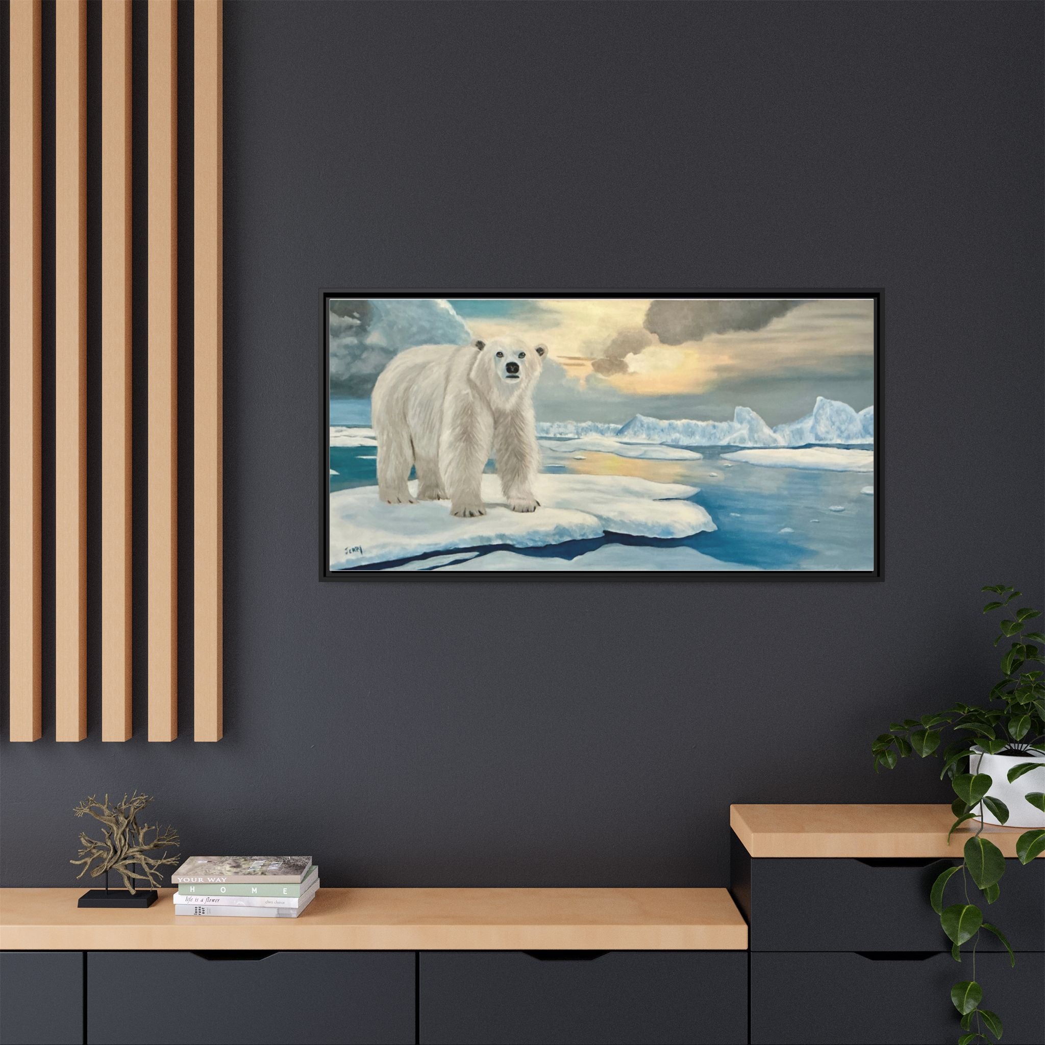Polar Bear Arctic Canvas Print — Framed Matte Wall Art