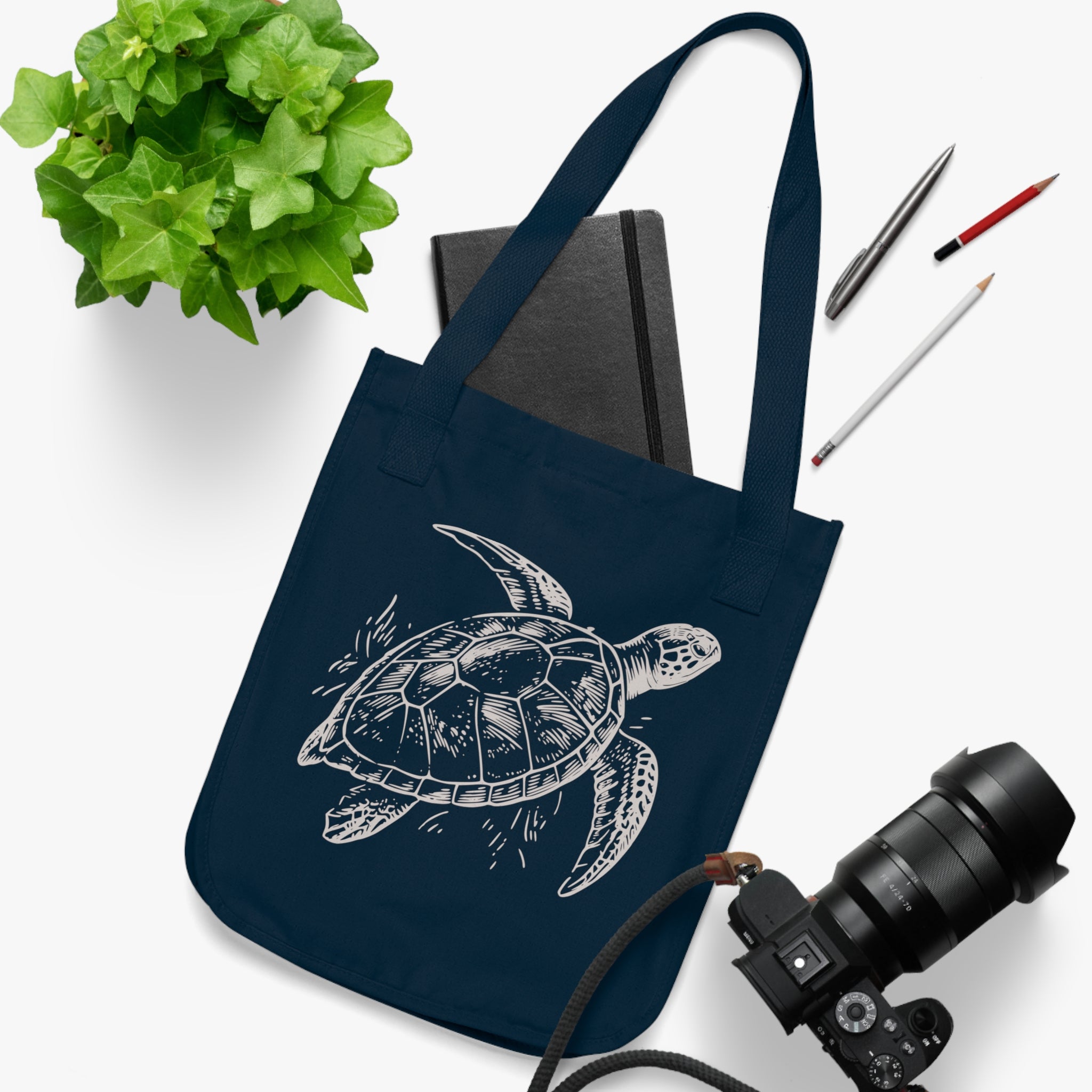 Sea Turtle Canvas Tote — Organic Ocean Neighbors Bag