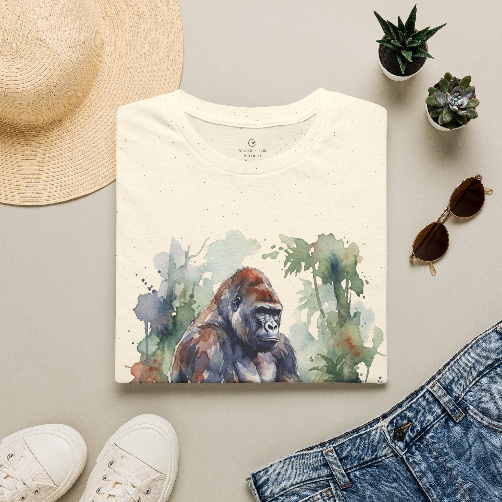 Gorilla Watercolor T-Shirt — Wildlife Art Tee