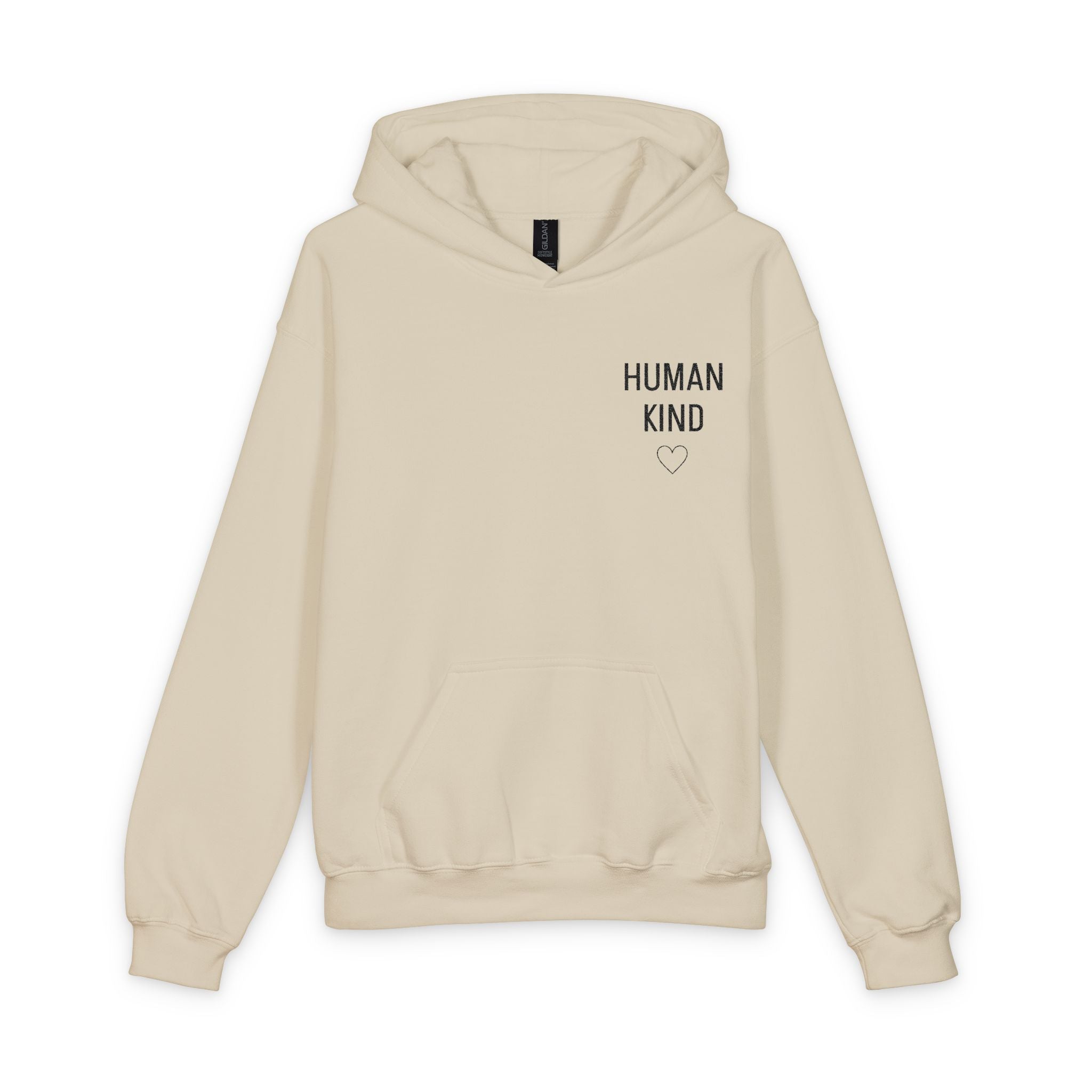 Orrie’s Hoodie — "Human Kind" Minimal Heart Graphic