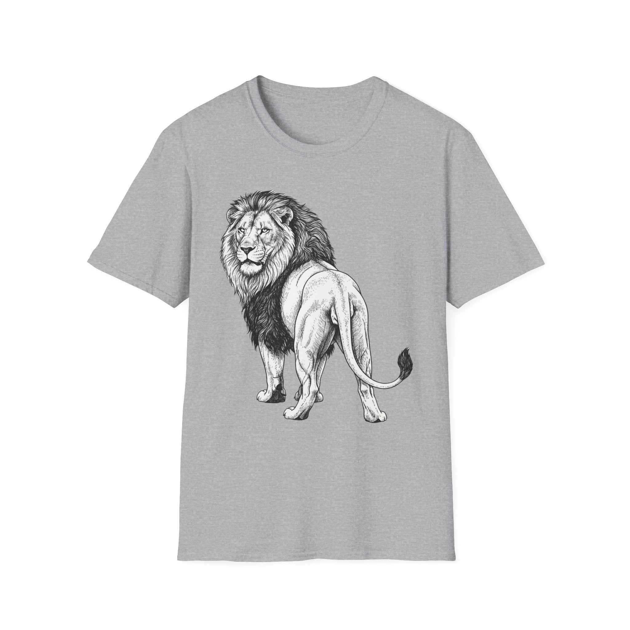 Lion Sketch T-Shirt — Detailed Black & White Lion Illustration Tee