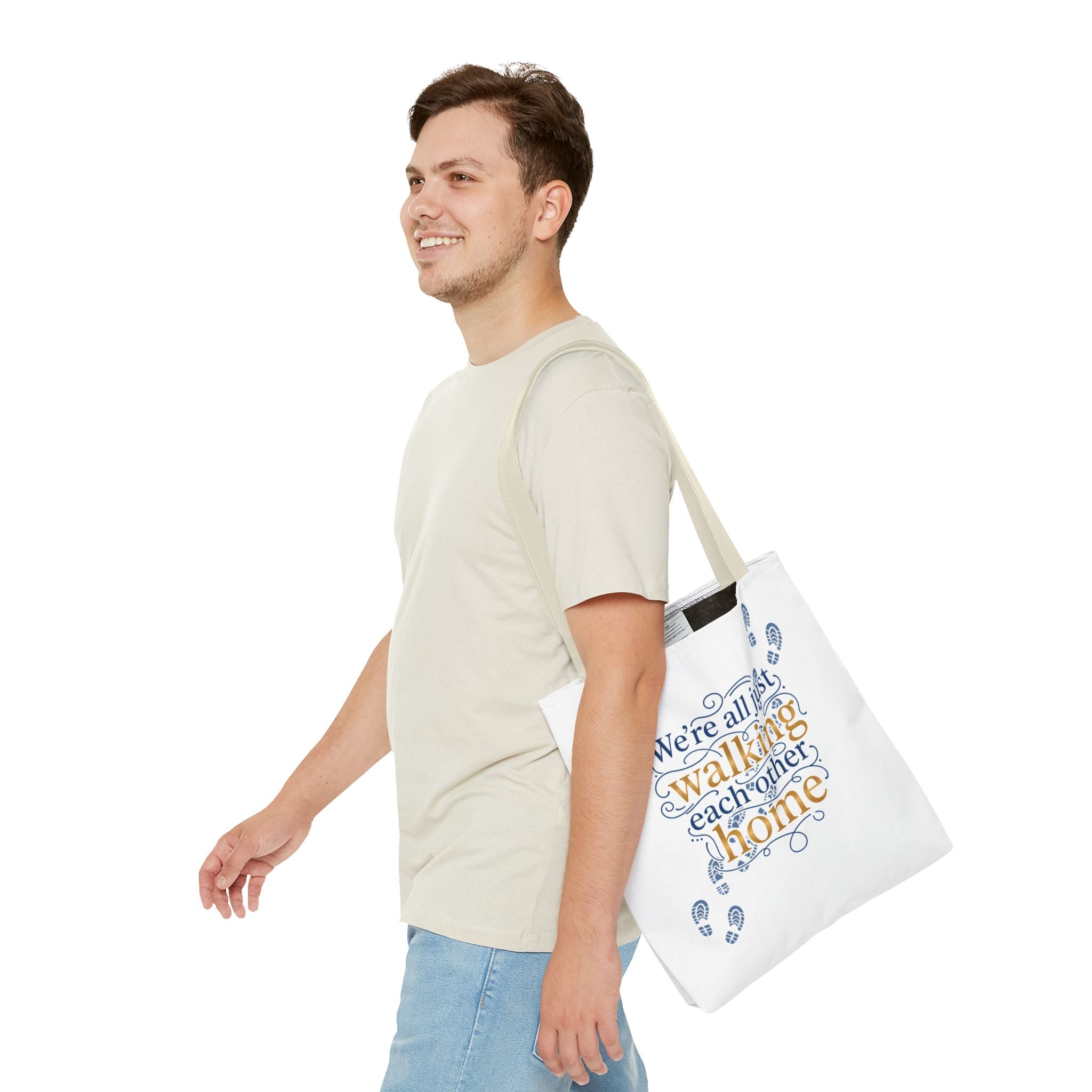 Walking Each Other Home Tote Bag — Inspirational Quote Canvas Tote