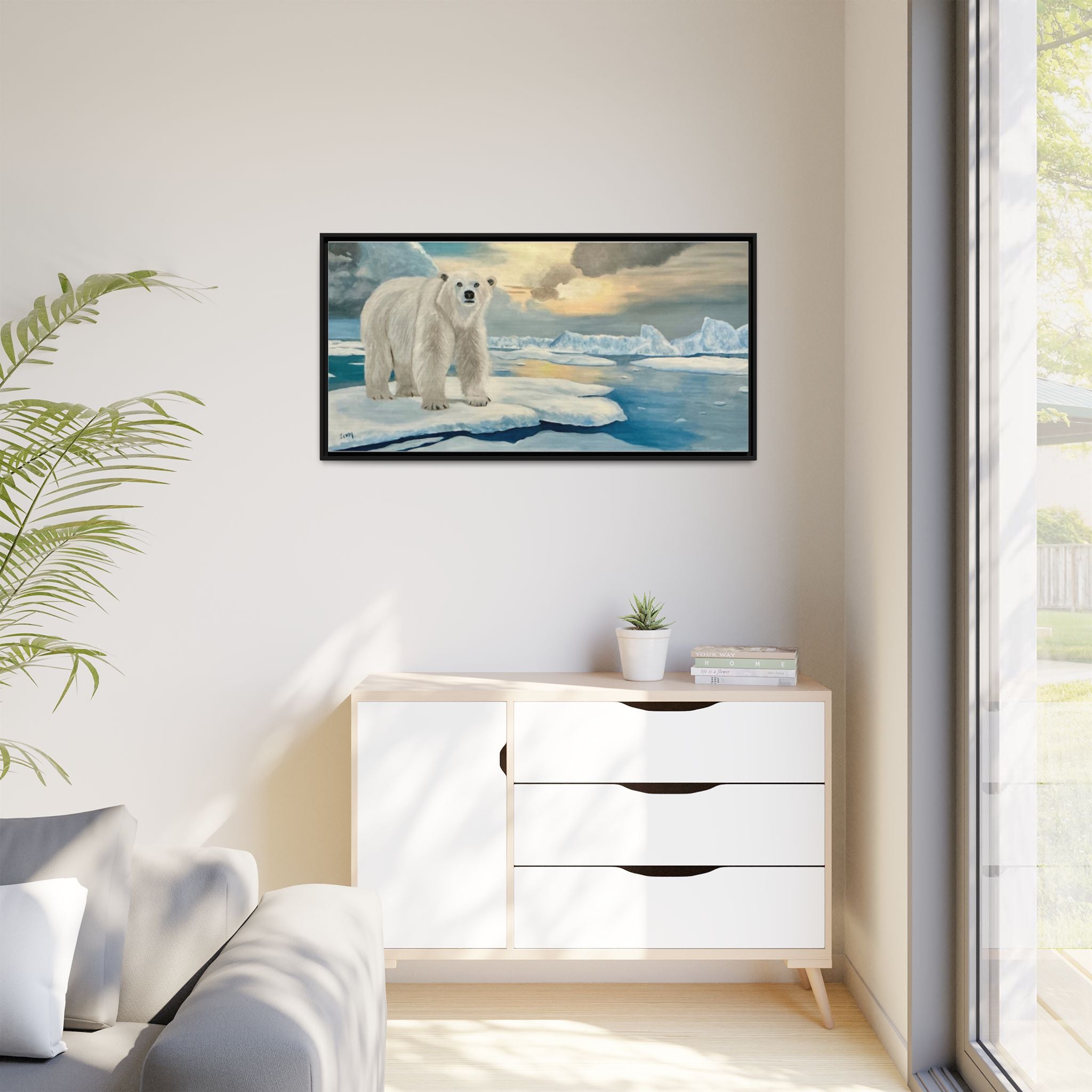 Polar Bear Arctic Canvas Print — Framed Matte Wall Art