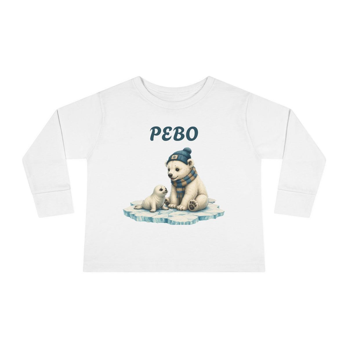 Toddler Long Sleeve Tee — Cozy Polar Bear & Seal Winter Shirt ("PEBO" Design)