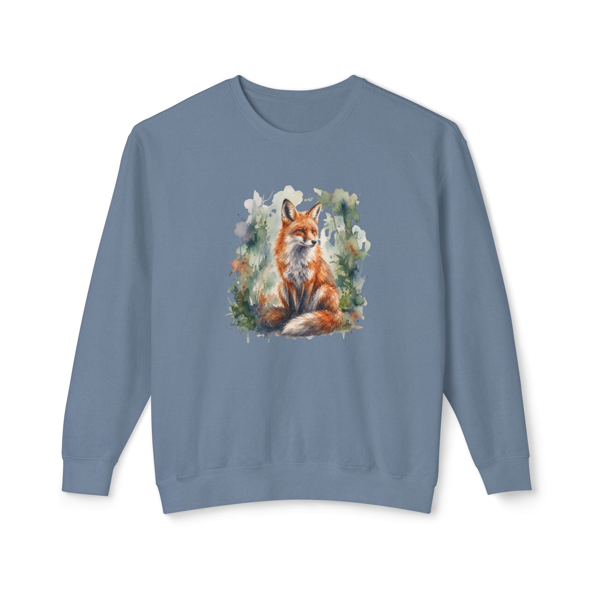 Fox Watercolor Wildlife Sweatshirt on Comfort Colors