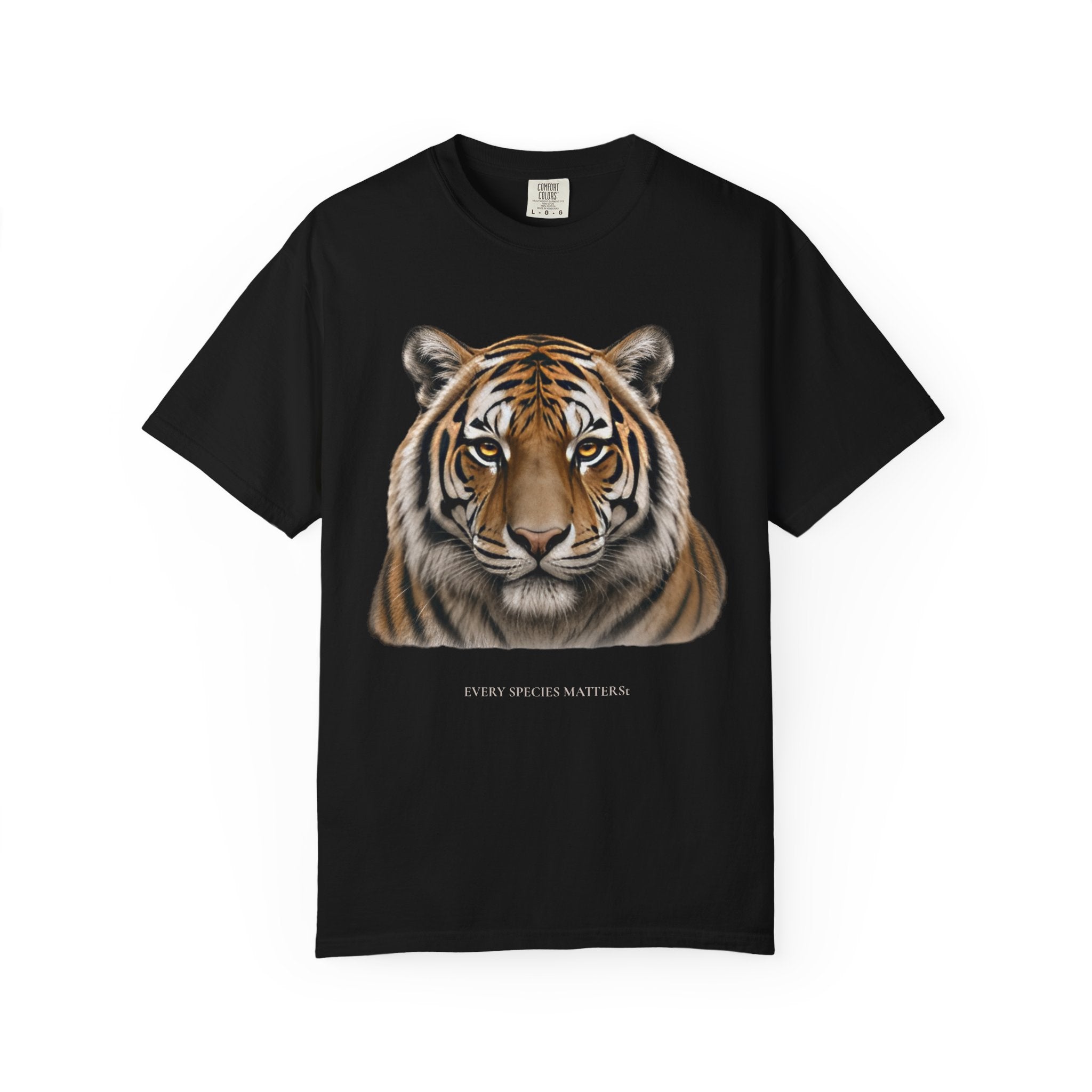 Tiger Portrait Every Species Matters Tee — Garment-Dyed Comfort Colors Wildlife Graphic T-Shirt