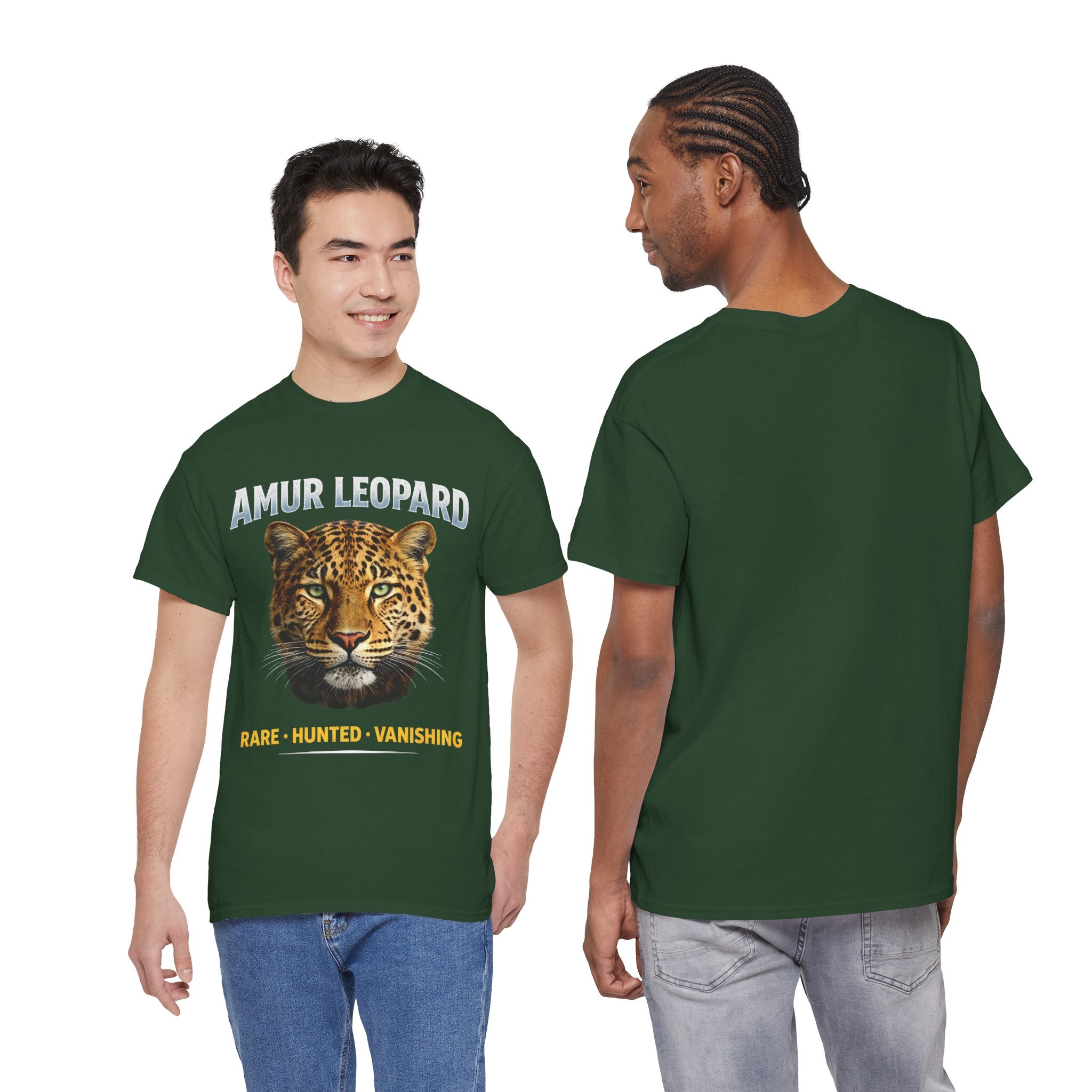 Amur Leopard Conservation Tee — 'Rare • Hunted • Vanishing' Wildlife T-Shirt