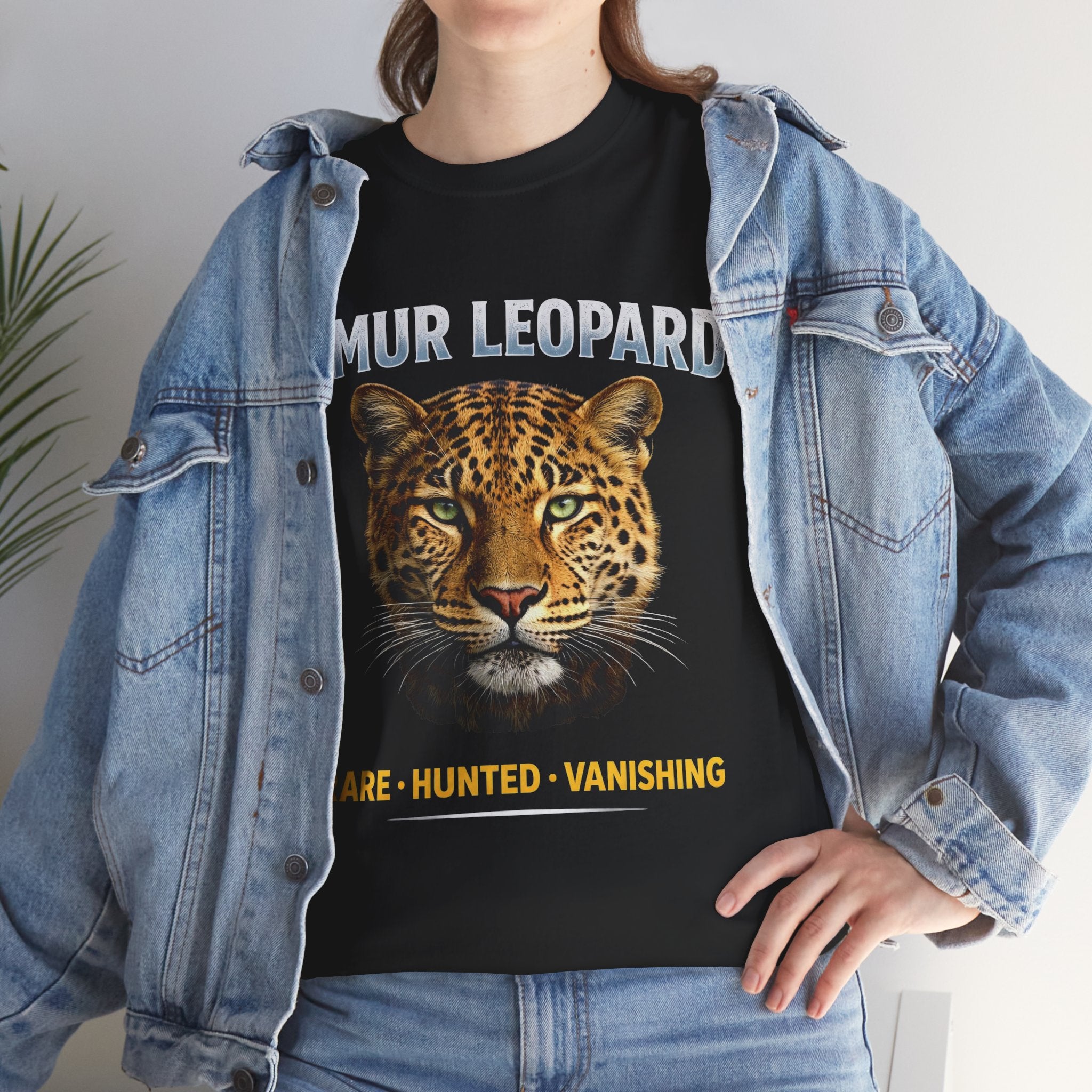 Amur Leopard Conservation Tee — 'Rare • Hunted • Vanishing' Wildlife T-Shirt