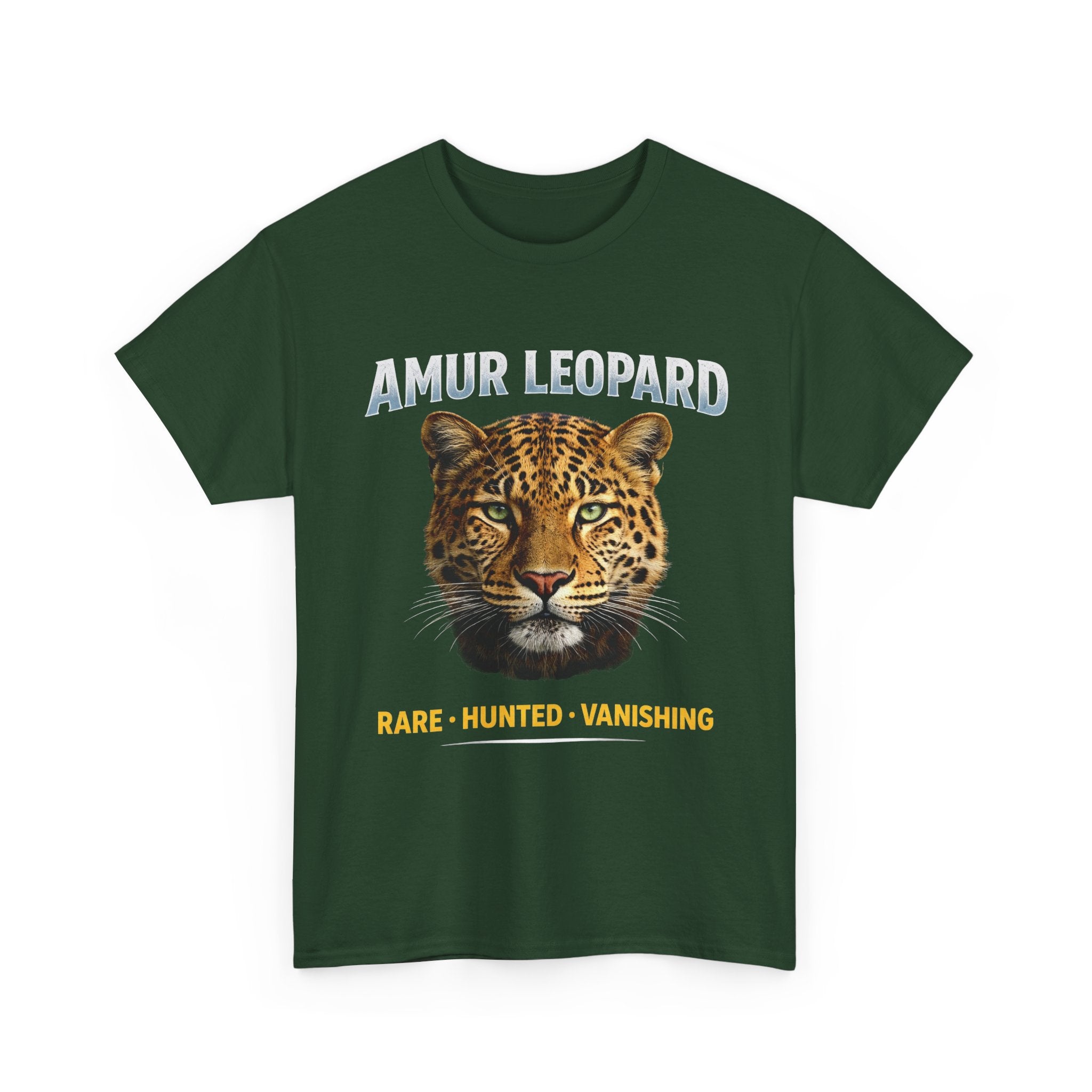 Amur Leopard Conservation Tee — 'Rare • Hunted • Vanishing' Wildlife T-Shirt