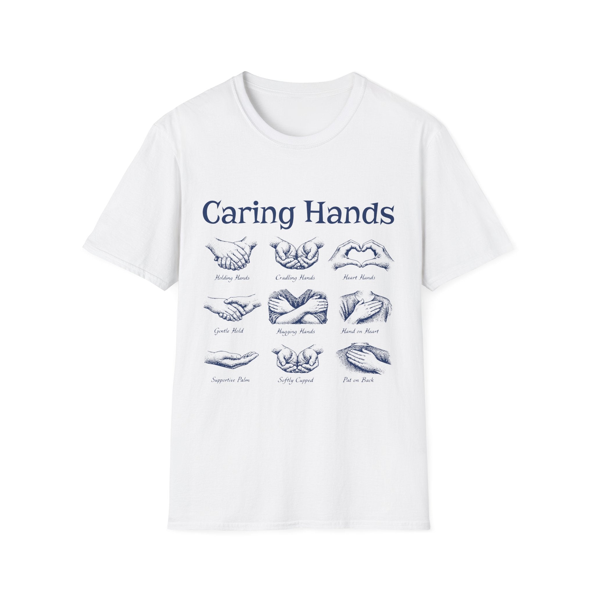 Caring Hands Illustration T-Shirt — Compassionate Hand Sign Designs