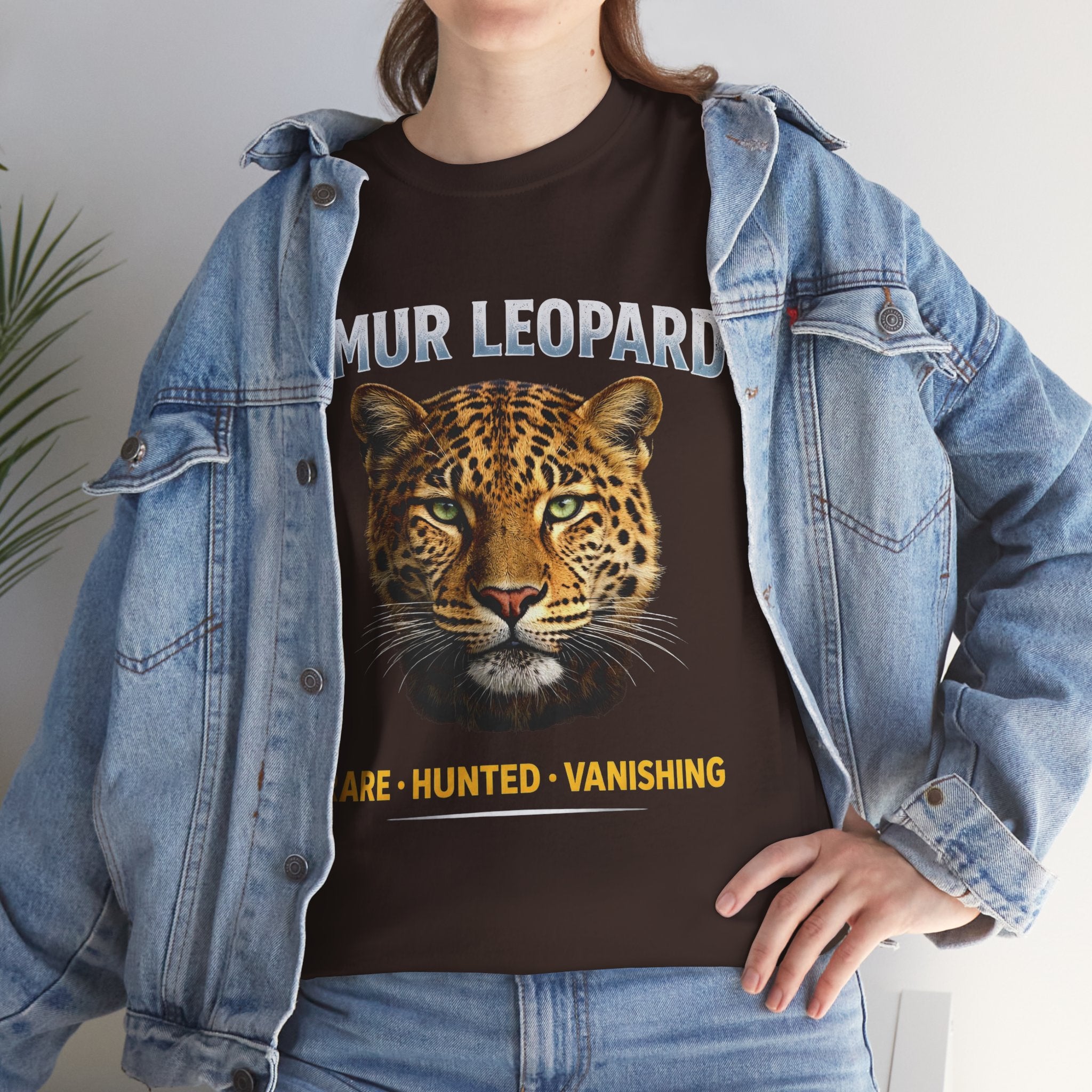 Amur Leopard Conservation Tee — 'Rare • Hunted • Vanishing' Wildlife T-Shirt
