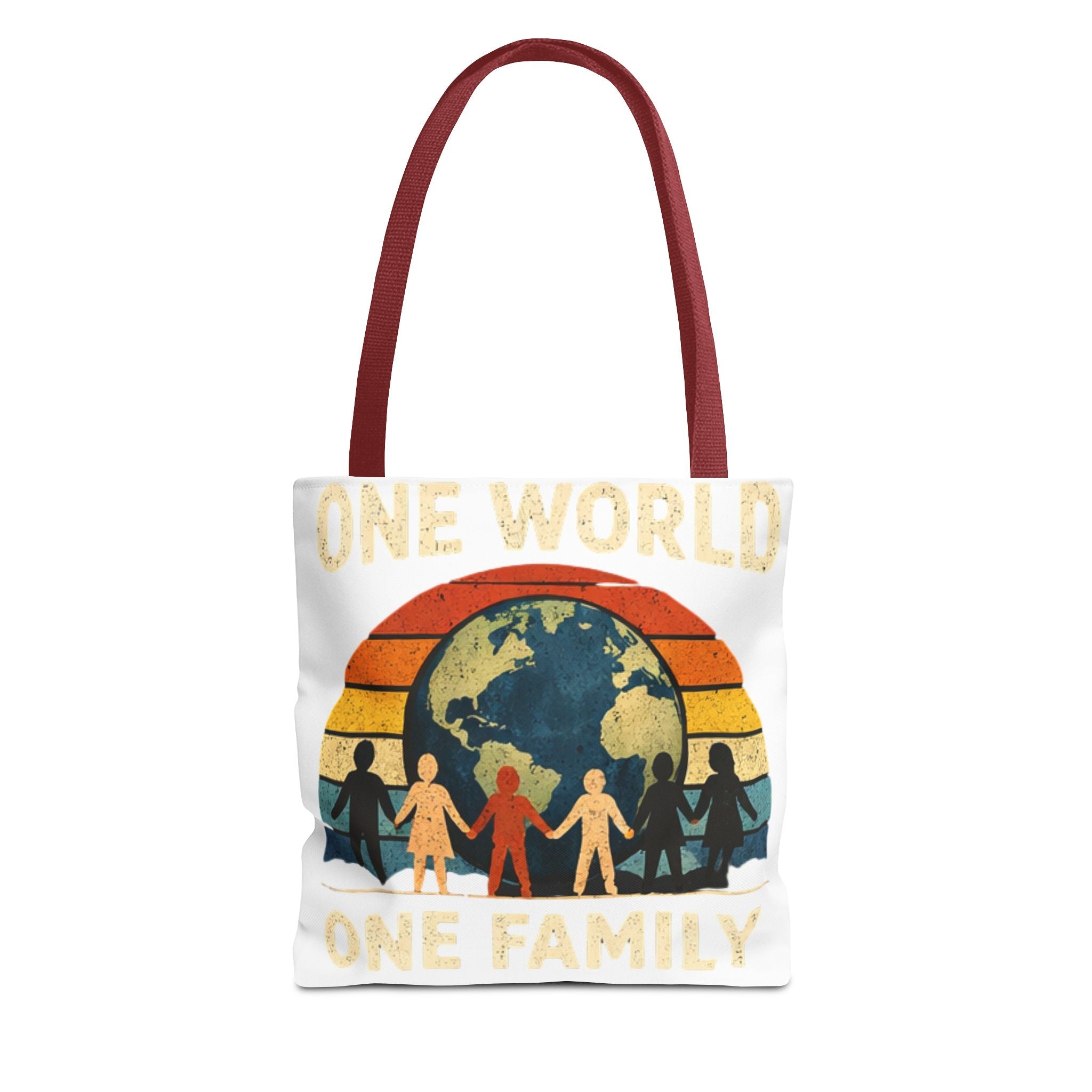 One World One Family Graphic Canvas Tote Bag
